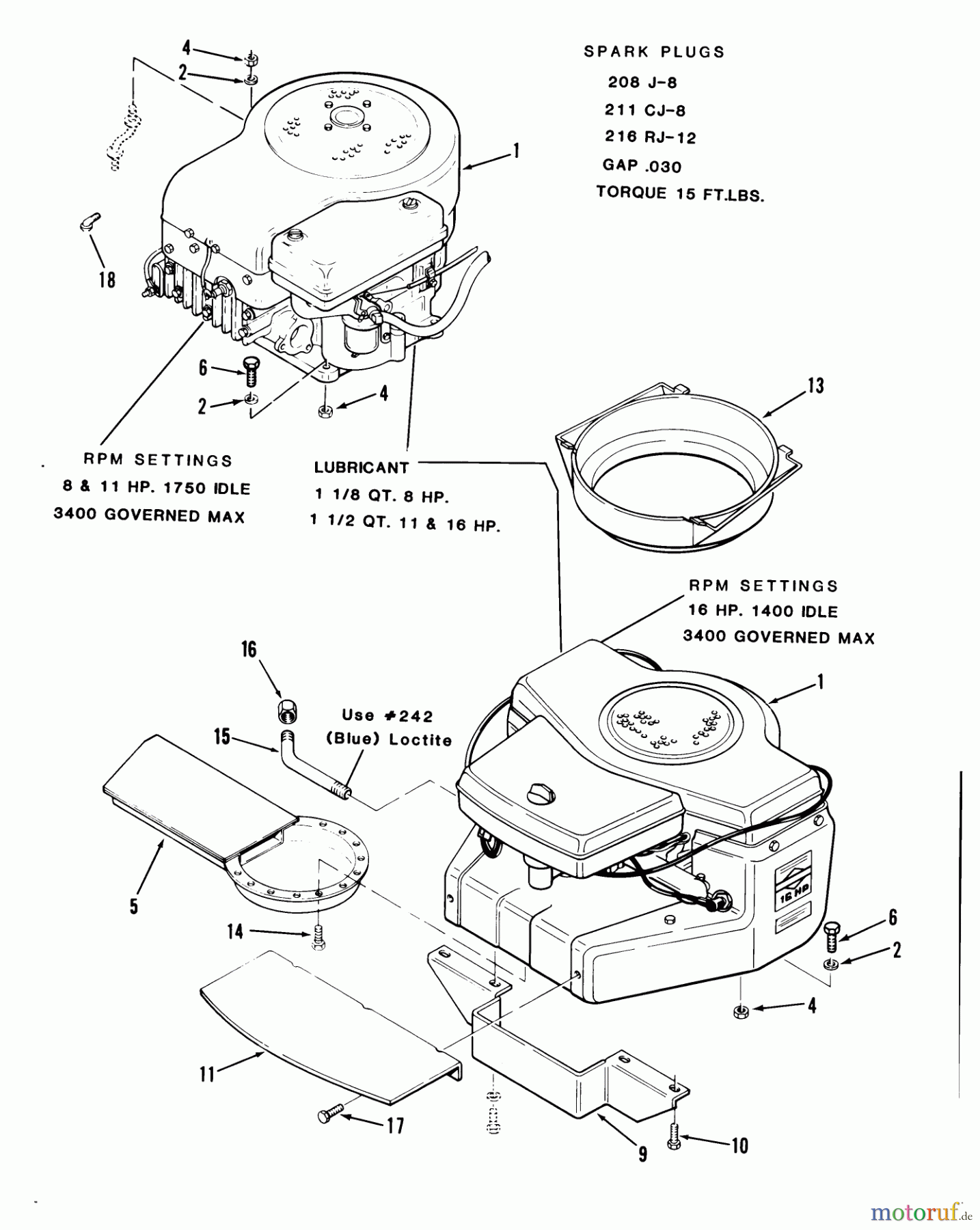  Toro Neu Mowers, Lawn & Garden Tractor Seite 2 B2-11B591 (211-5) - Toro 211-5 Tractor, 1987 ENGINE