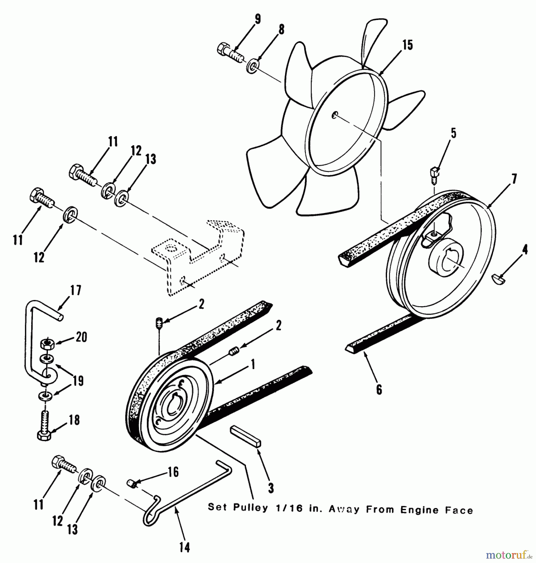  Toro Neu Mowers, Lawn & Garden Tractor Seite 1 31-12K801 (312-8) - Toro 312-8 Garden Tractor, 1990 DRIVE BELT AND PULLEYS