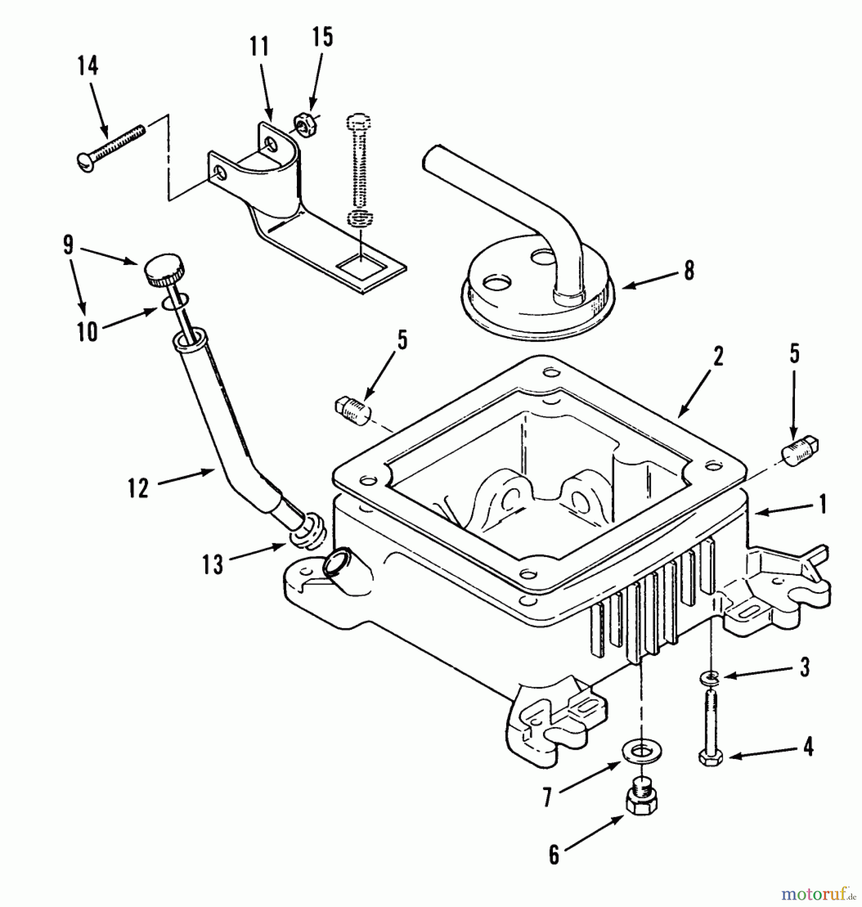  Toro Neu Mowers, Lawn & Garden Tractor Seite 2 C1-20OE01 (520-HC) - Toro 520-HC Garden Tractor, 1988 OIL BASE, FILL TUBE AND BRACKET