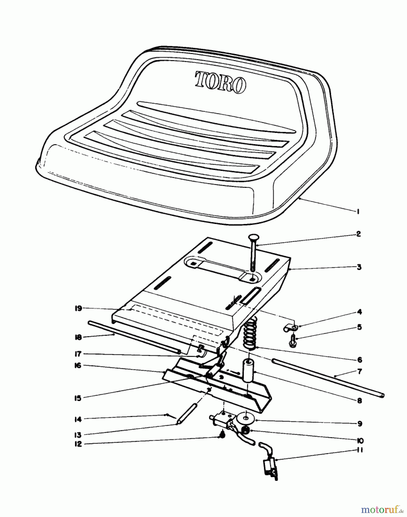 Toro Neu Mowers, Rear-Engine Rider 56138 (8-32) - Toro 8-32 Rear Engine Rider, 1988 (8000001-8999999) SEAT ASSEMBLY
