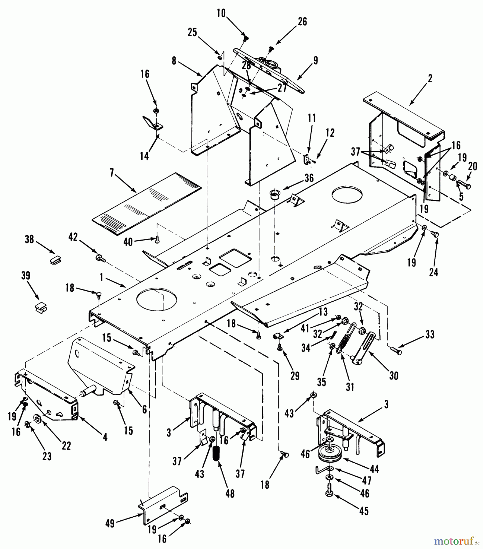 Toro Neu Mowers, Lawn & Garden Tractor Seite 1 32-12BEA2 (212-H) - Toro 212-H Tractor, 1991 (1000001-1999999) FRAME ASSEMBLY