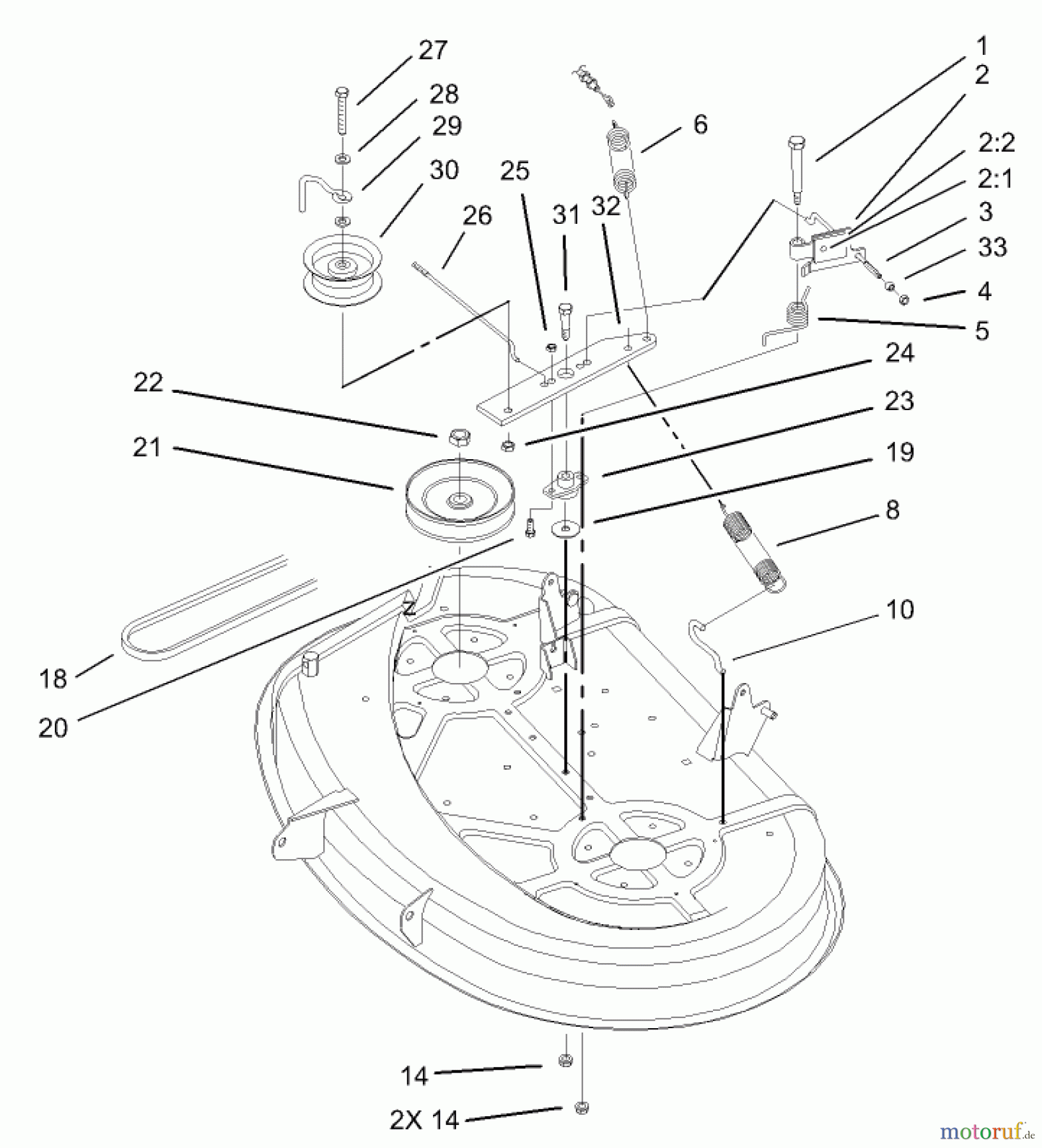  Toro Neu Mowers, Lawn & Garden Tractor Seite 1 71243 (17-38HXLE) - Toro 17-38HXLE Lawn Tractor, 2004 (240000001-240999999) 38IN DECK BLADE DRIVE AND BRAKING ASSEMBLY