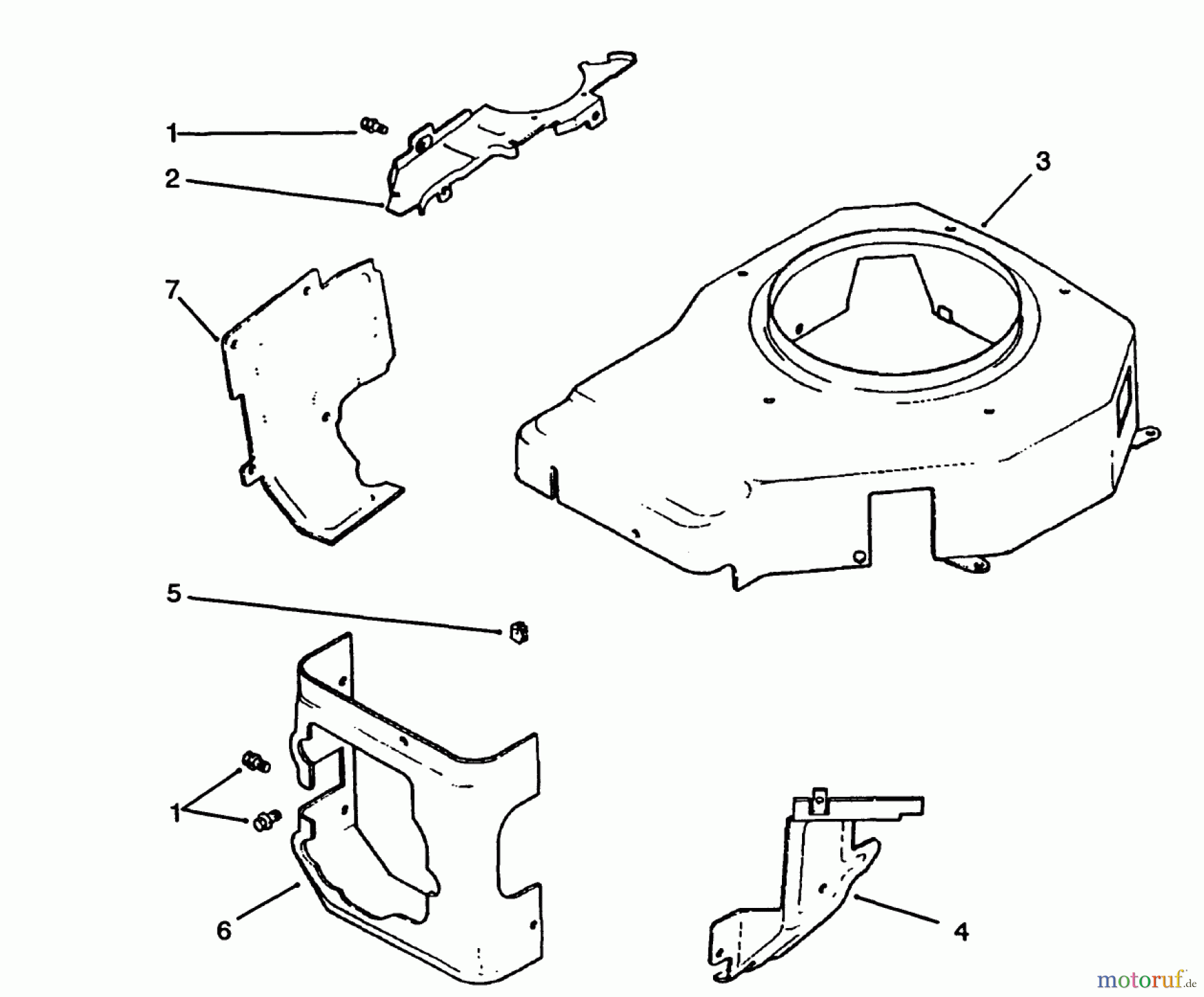Toro Neu Mowers, Lawn & Garden Tractor Seite 1 72083 (266-H) - Toro 266-H Yard Tractor, 1994 (4900001-4999999) BLOWER HOUSING & BAFFLES #1
