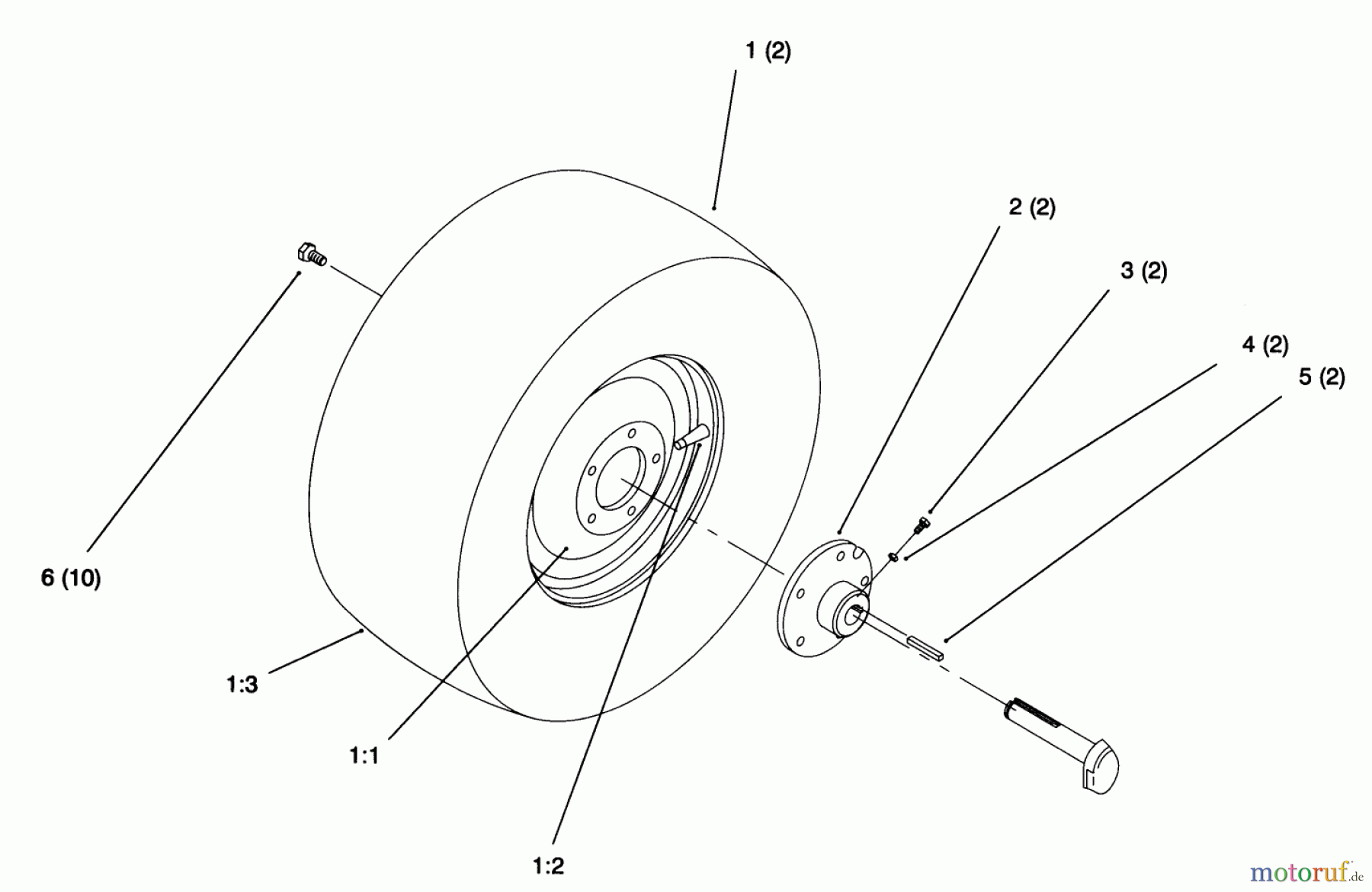 Toro Neu Mowers, Lawn & Garden Tractor Seite 1 72063 (264-H) - Toro 264-H Yard Tractor, 1995 (5900499-5999999) REAR WHEEL