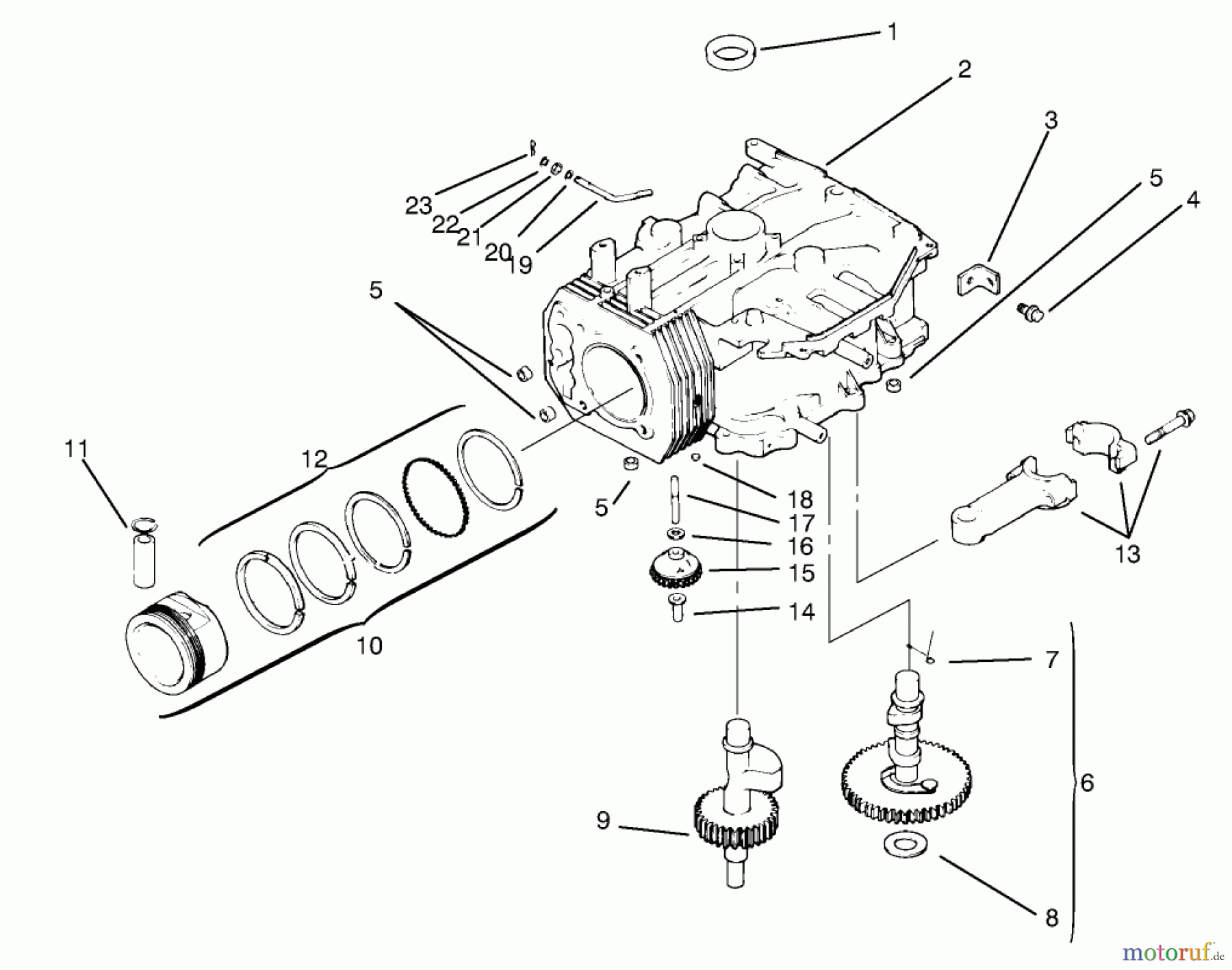 Toro Neu Mowers, Lawn & Garden Tractor Seite 1 72046 (265-H) - Toro 265-H Lawn and Garden Tractor, 1998 (8900001-8900399) CRANKCASE
