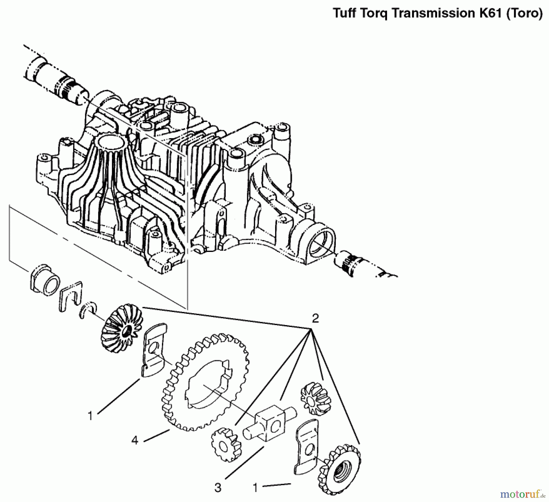 Toro Neu Mowers, Lawn & Garden Tractor Seite 1 72105 (268-H) - Toro 268-H Lawn and Garden Tractor, 1999 (9900001-9999999) DIFFERENTIAL GEAR