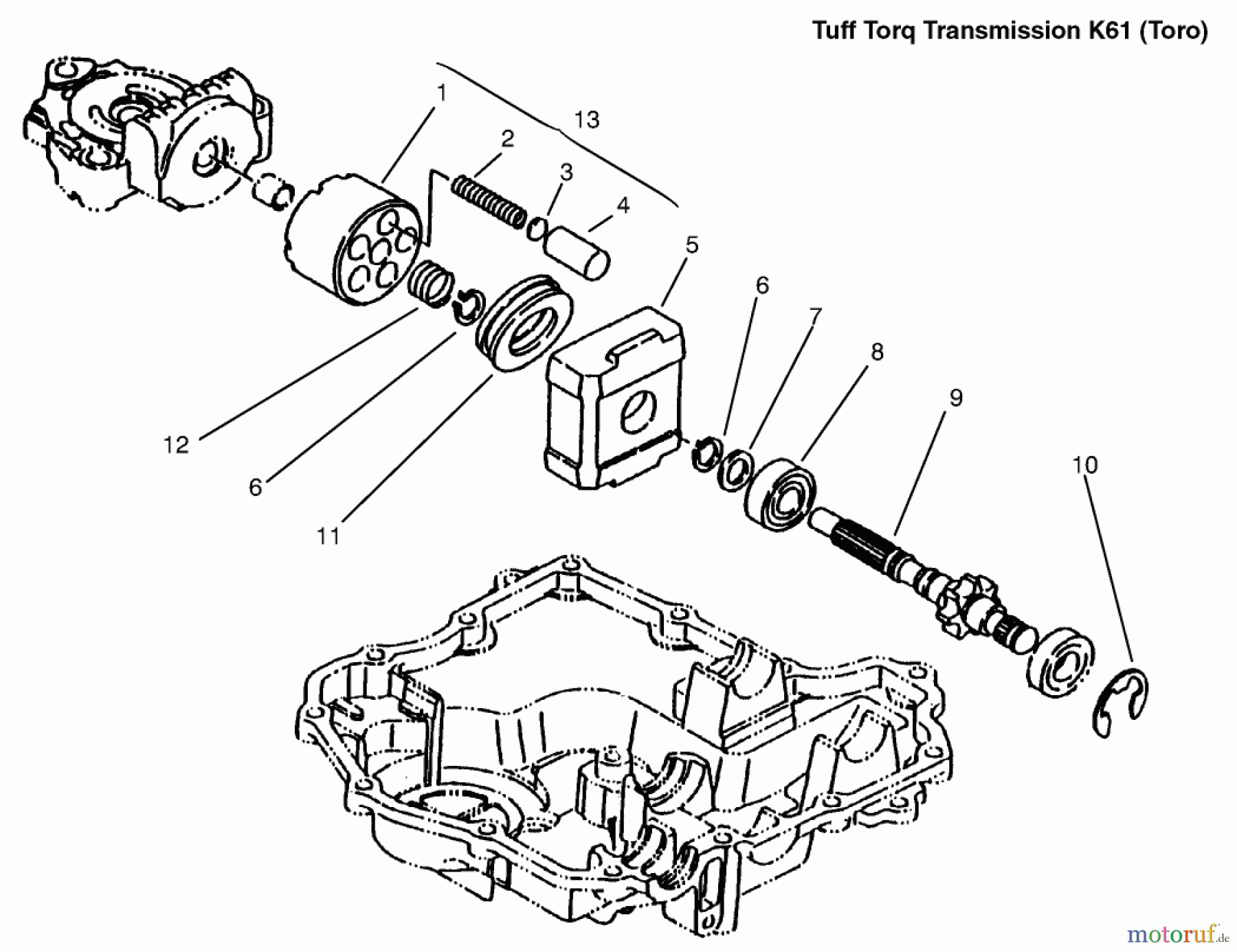 Toro Neu Mowers, Lawn & Garden Tractor Seite 1 72105 (268-H) - Toro 268-H Lawn and Garden Tractor, 1999 (9900001-9999999) MOTOR SHAFT