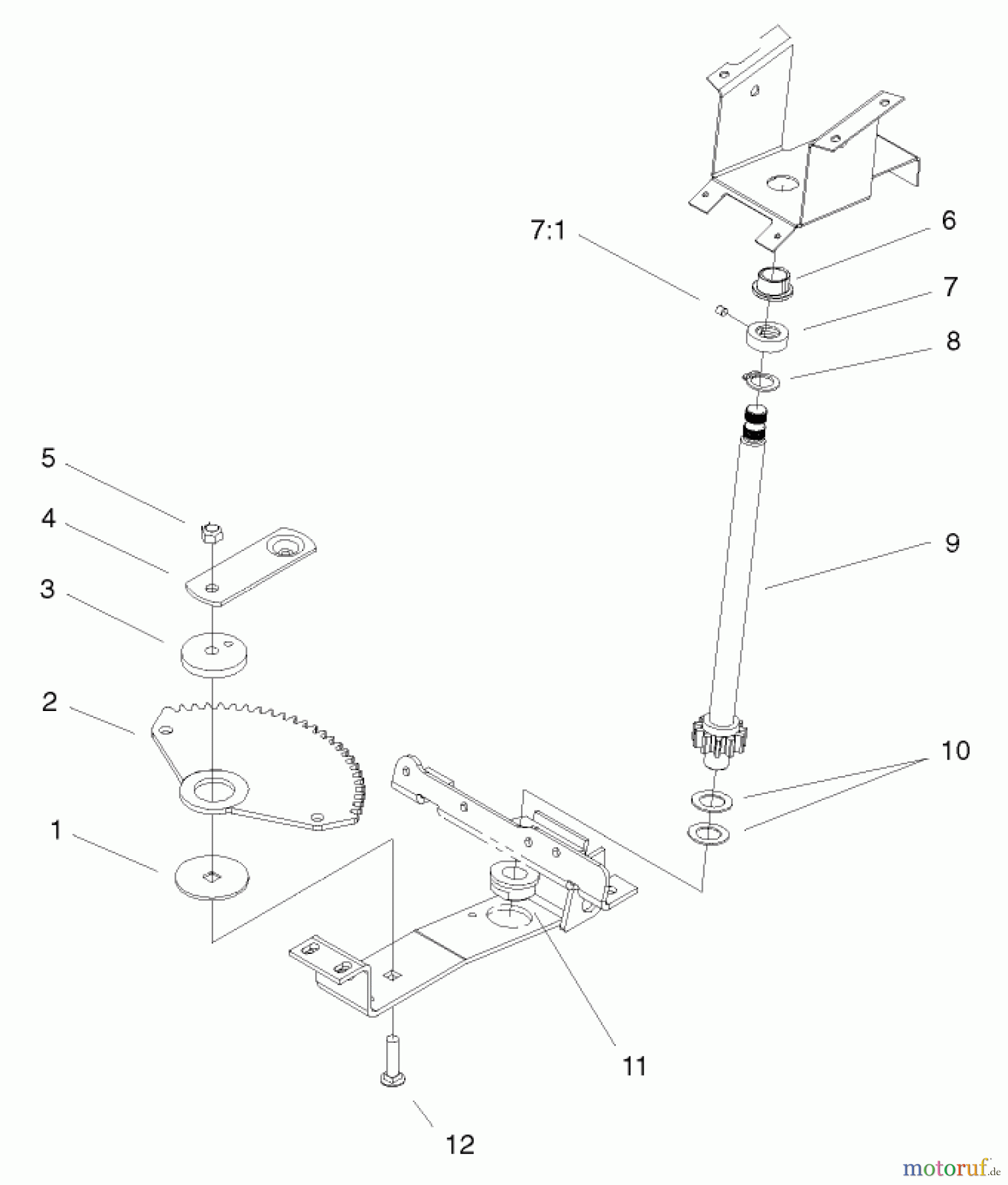 Toro Neu Mowers, Lawn & Garden Tractor Seite 1 72116 (270-HE) - Toro 270-HE Lawn and Garden Tractor, 2000 (200000001-200999999) LOWER STEERING ASSEMBLY