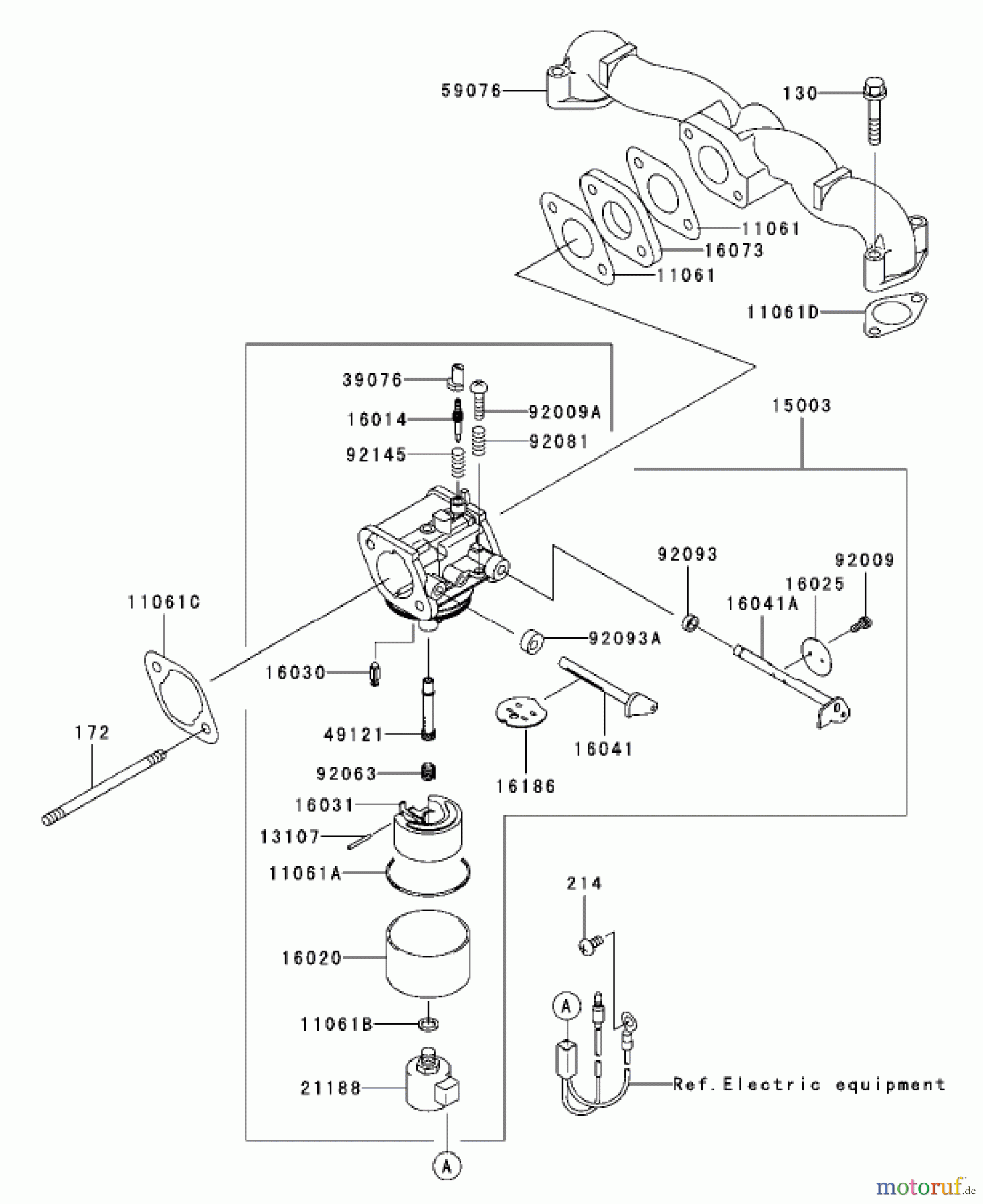 Toro Neu Mowers, Lawn & Garden Tractor Seite 1 72201 (417XT) - Toro 417XT Garden Tractor, 2003 (230000001-230999999) CARBURETOR ASSEMBLY KAWASAKI FH541V-AS04