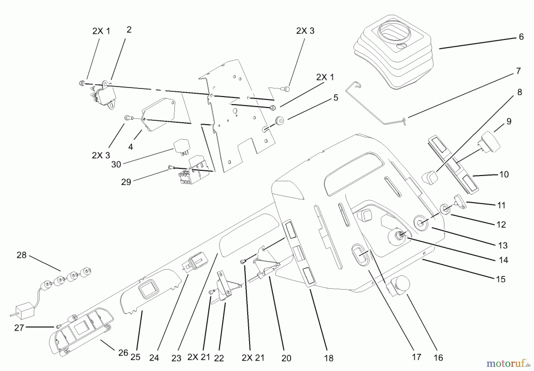 Toro Neu Mowers, Lawn & Garden Tractor Seite 1 72201 (417XT) - Toro 417XT Garden Tractor, 2003 (230000001-230999999) DASH ASSEMBLY