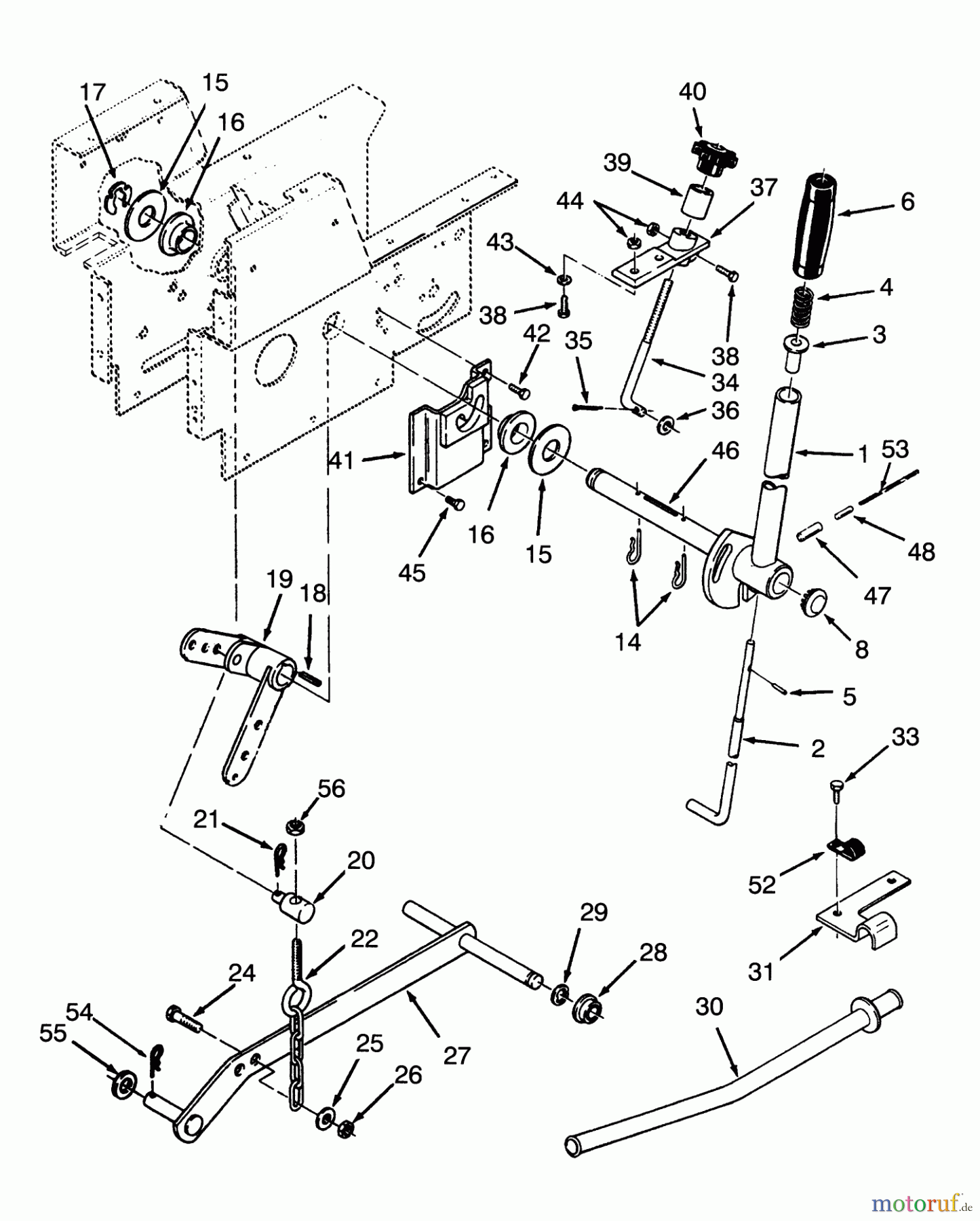 Toro Neu Mowers, Lawn & Garden Tractor Seite 1 73320 (310-8) - Toro 310-8 Garden Tractor, 1993 (3900001-3999999) MANUAL LIFT LINKAGE