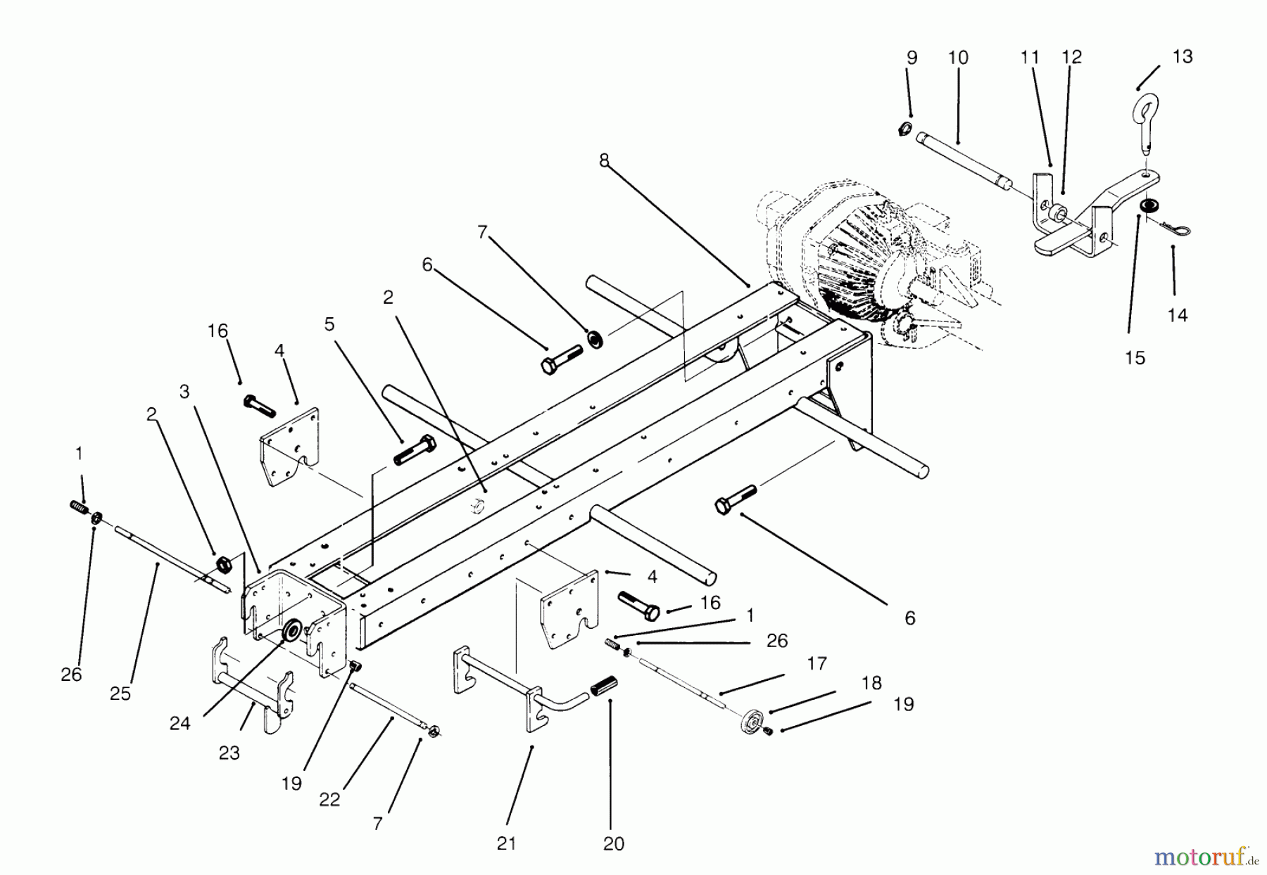 Toro Neu Mowers, Lawn & Garden Tractor Seite 1 73421 (416-H) - Toro 416-H Garden Tractor, 1994 (4900001-4999999) FRAME & HITCHES