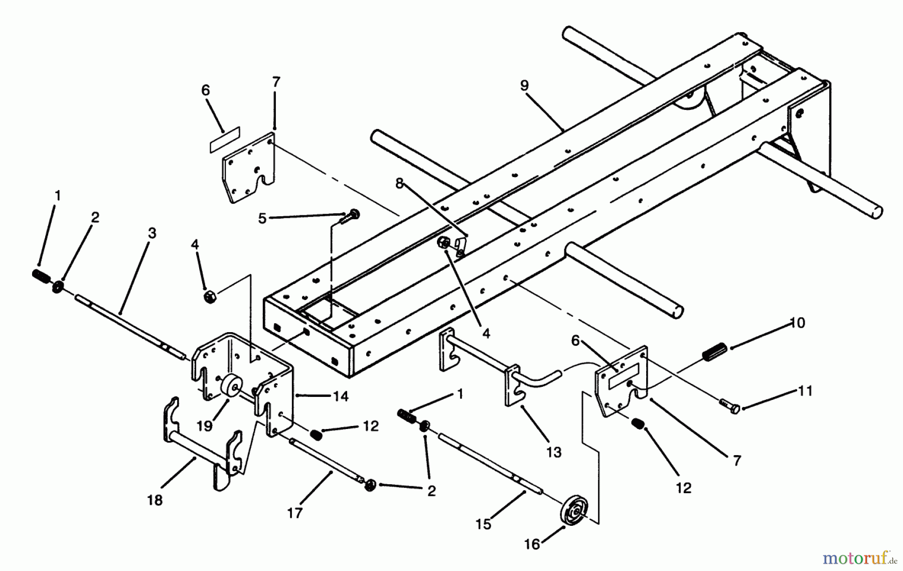  Toro Neu Mowers, Lawn & Garden Tractor Seite 1 73421 (416-H) - Toro 416-H Garden Tractor, 1995 (5901047-5999999) FRAME AND HITCH ASSEMBLY