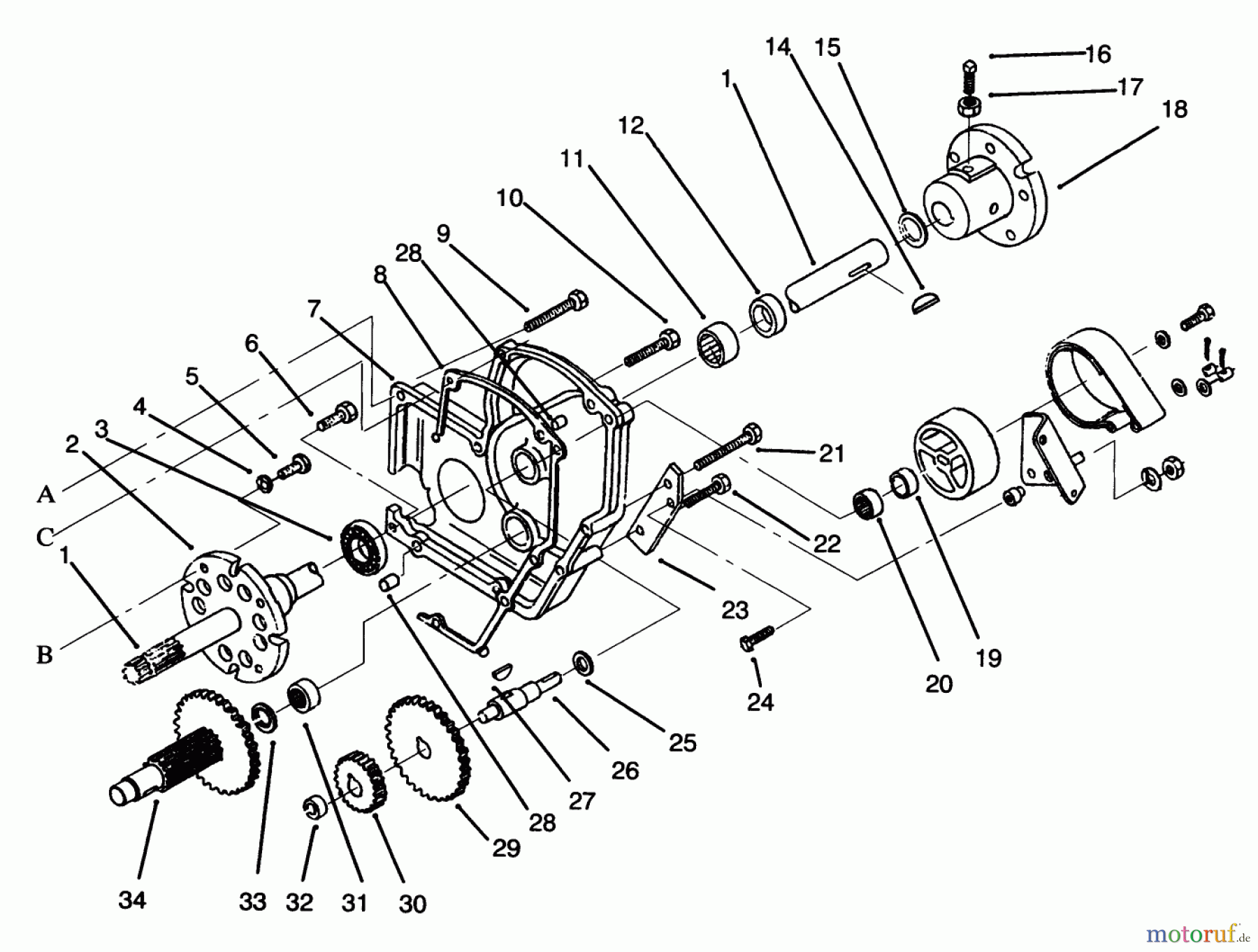  Toro Neu Mowers, Lawn & Garden Tractor Seite 1 73421 (416-H) - Toro 416-H Garden Tractor, 1995 (5901047-5999999) TRANSAXLE ASSEMBLY #2