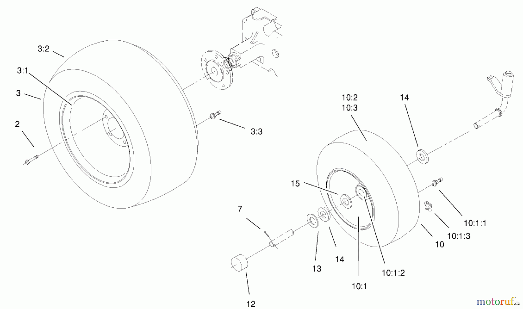  Toro Neu Mowers, Lawn & Garden Tractor Seite 1 73449 (314-8) - Toro 314-8 Garden Tractor, 2000 (200000001-200999999) WHEELS ASSEMBLY