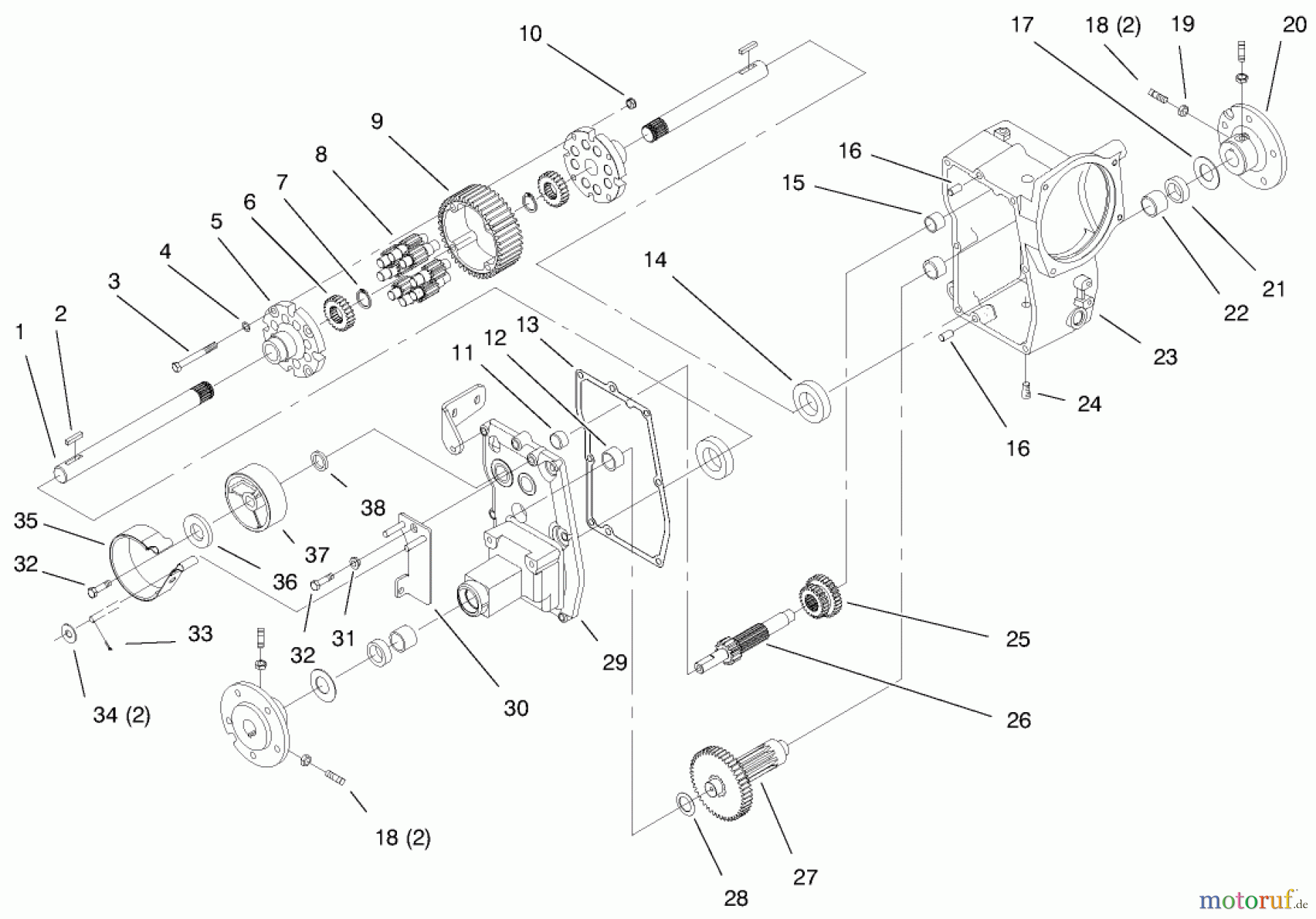 Toro Neu Mowers, Lawn & Garden Tractor Seite 1 73560 (522xi) - Toro 522xi Garden Tractor, 1998 (8900001-8999999) HYDRO TRANS AXLE ASSEMBLY #1