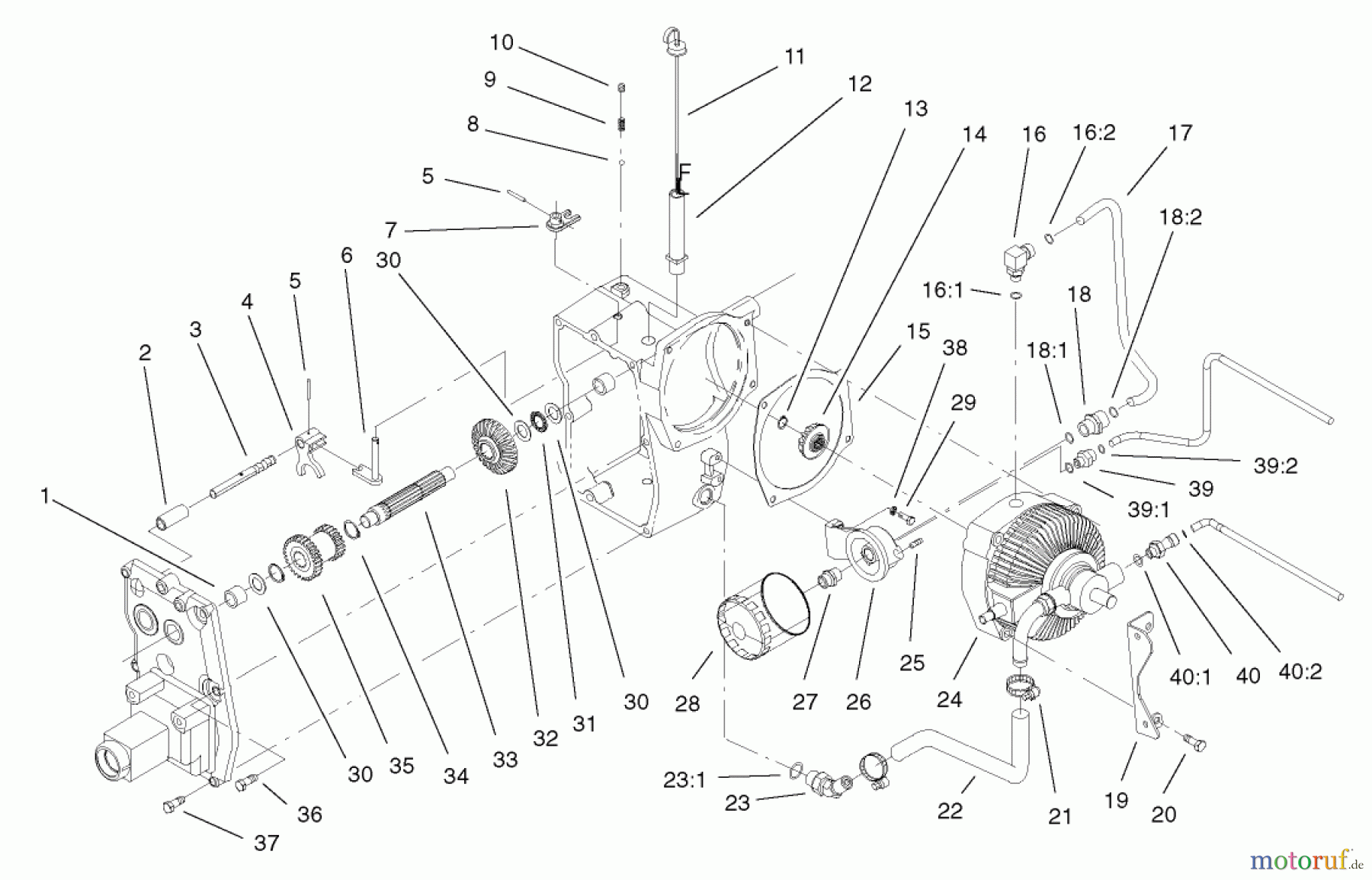 Toro Neu Mowers, Lawn & Garden Tractor Seite 1 73561 (522xi) - Toro 522xi Garden Tractor, 2004 (240000001-240999999) HYDRO TRANS AXLE ASSEMBLY