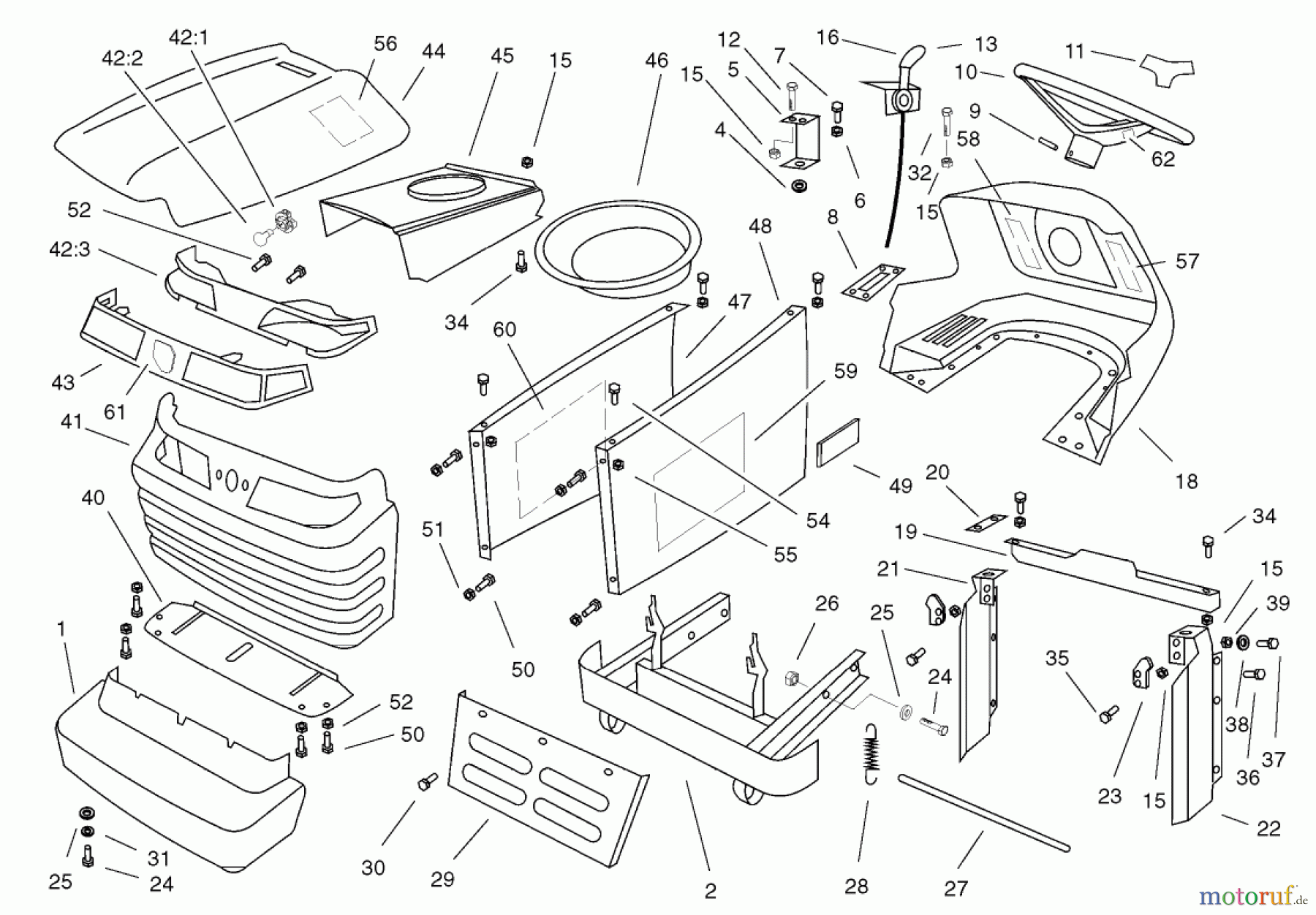 Toro Neu Mowers, Lawn & Garden Tractor Seite 1 74570 (170-DH) - Toro 170-DH Lawn Tractor, 2001 (210000001-210999999) BODY ASSEMBLY #2