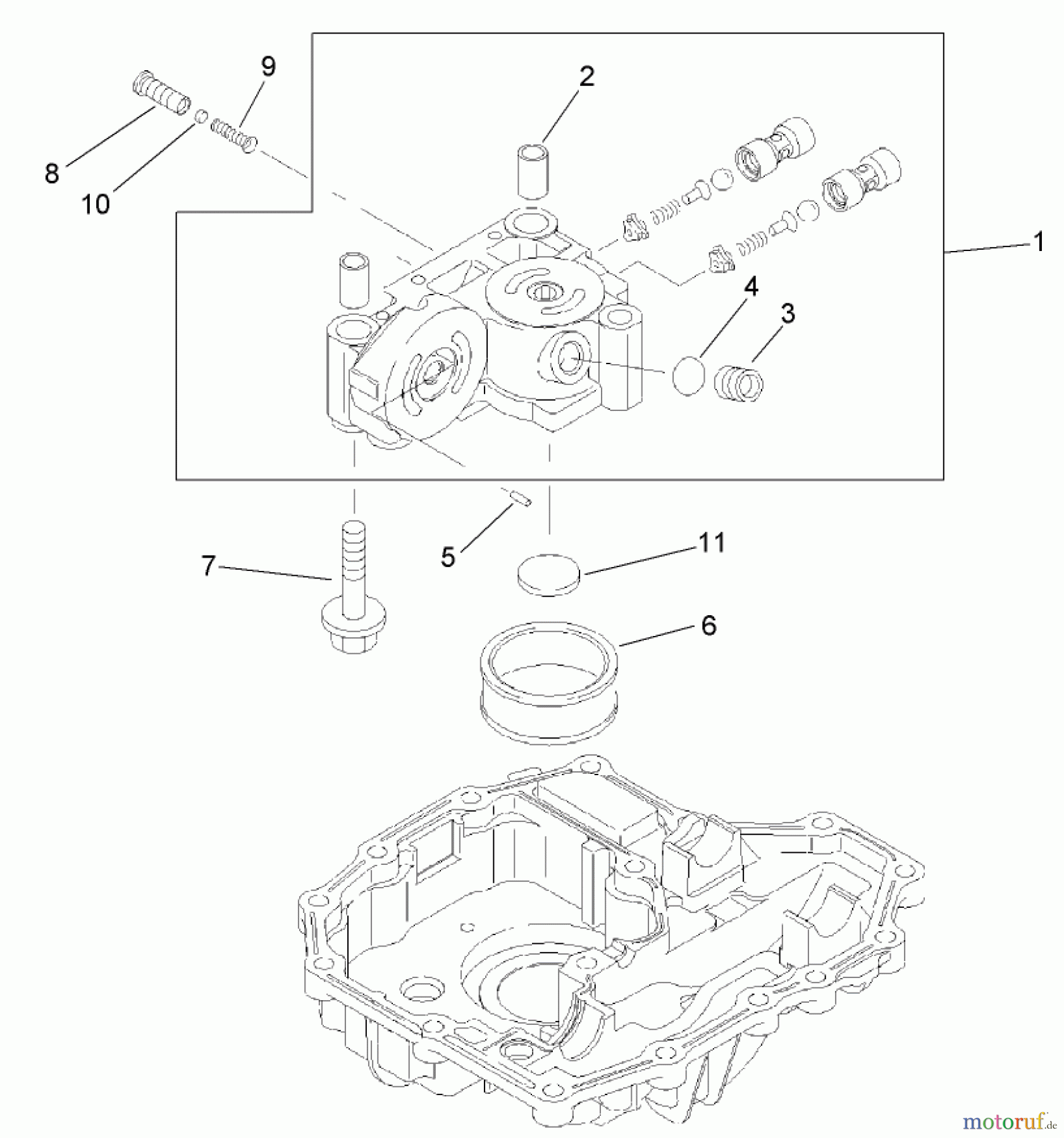 Toro Neu Mowers, Lawn & Garden Tractor Seite 1 74591 (DH 220) - Toro DH 220 Lawn Tractor, 2006 (260000001-260999999) CENTER CASE ASSEMBLY TRANSMISSION ASSEMBLY NO. 114-3155