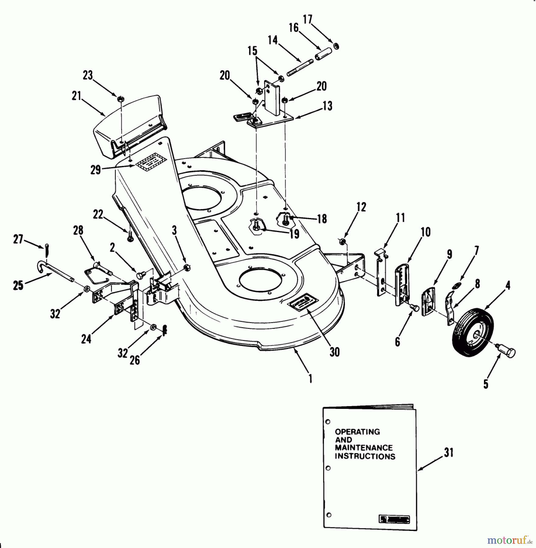 Toro Neu Mowers, Rear-Engine Rider 23-05BP01 (A-51) - Toro A-51 5-Speed Rear Engine Rider, 1982 32 IN/81 CM MOWER DECK - 5 HP RIDER