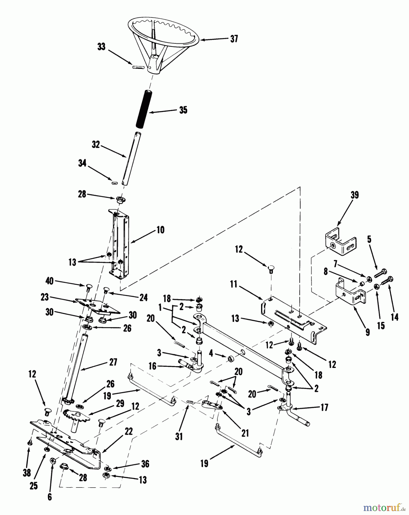 Toro Neu Mowers, Rear-Engine Rider 23-11BX01 (A-111) - Toro A-111 5-Speed Rear Engine Rider, 1982 FRONT AXLE AND STEERING