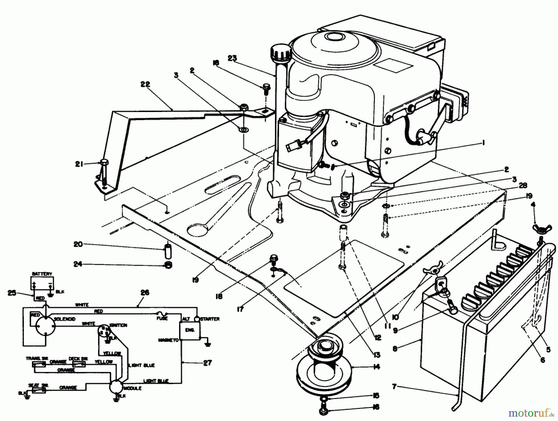 Toro Neu Mowers, Rear-Engine Rider 56128 (8-25) - Toro 8-25 Rear Engine Rider, 1990 (0000001-0999999) ENGINE ASSEMBLY
