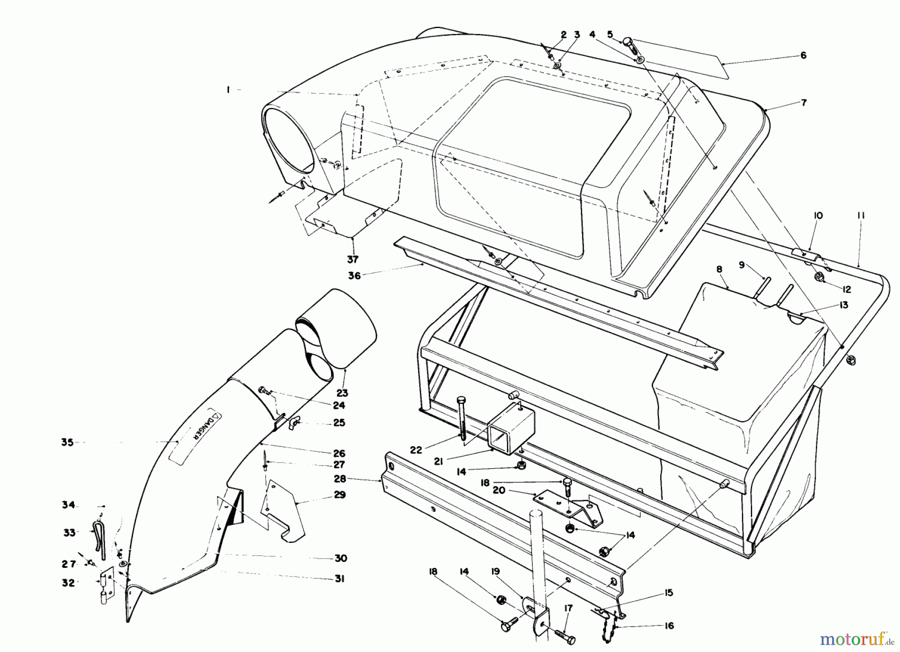 Toro Neu Mowers, Rear-Engine Rider 56155 (11-32) - Toro 11-32 Rear Engine Rider, 1985 (5000001-5999999) TWIN BAGGER GRASS CATCHER MODEL NO. 59122 (OPTIONAL)