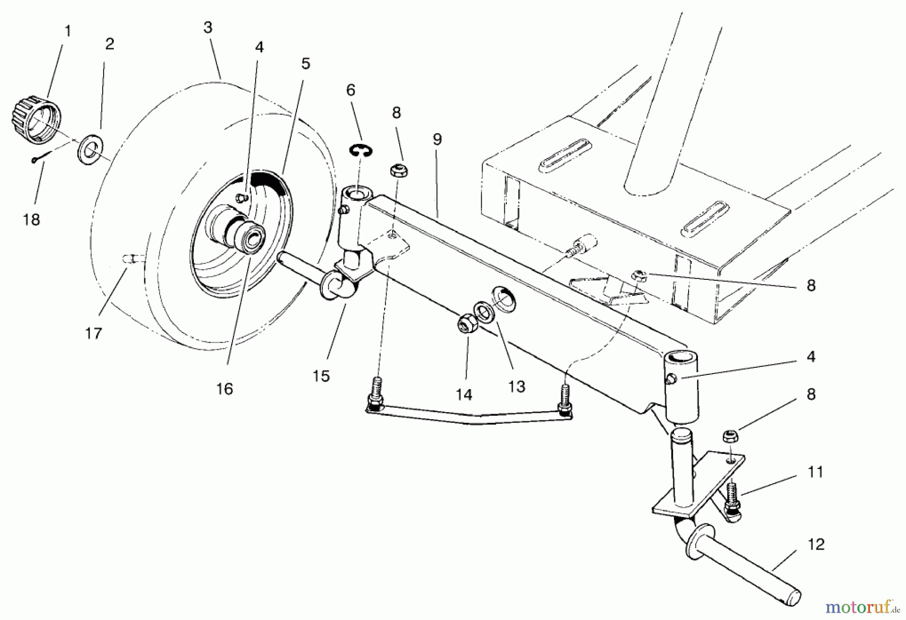  Toro Neu Mowers, Rear-Engine Rider 70122 (8-25) - Toro 8-25 Rear Engine Rider, 1999 (9900001-9999999) FRONT AXLE ASSEMBLY