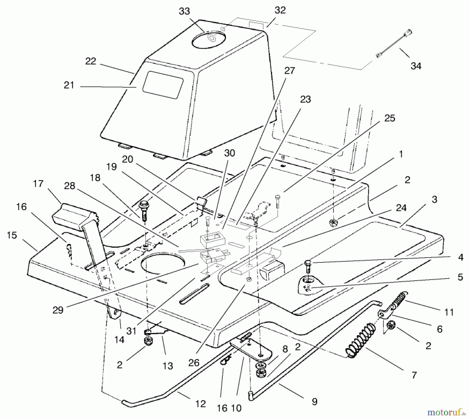 Toro Neu Mowers, Rear-Engine Rider 70122 (8-25) - Toro 8-25 Rear Engine Rider, 2000 (200000001-200999999) FRONT BODY ASSEMBLY