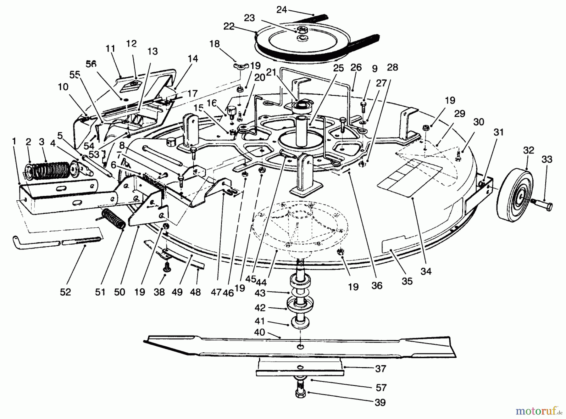  Toro Neu Mowers, Rear-Engine Rider 70131 (13-32) - Toro 13-32 Rear Engine Rider, 1996 (6900001-6999999) MOWER ASSEMBLY-RECYCLER