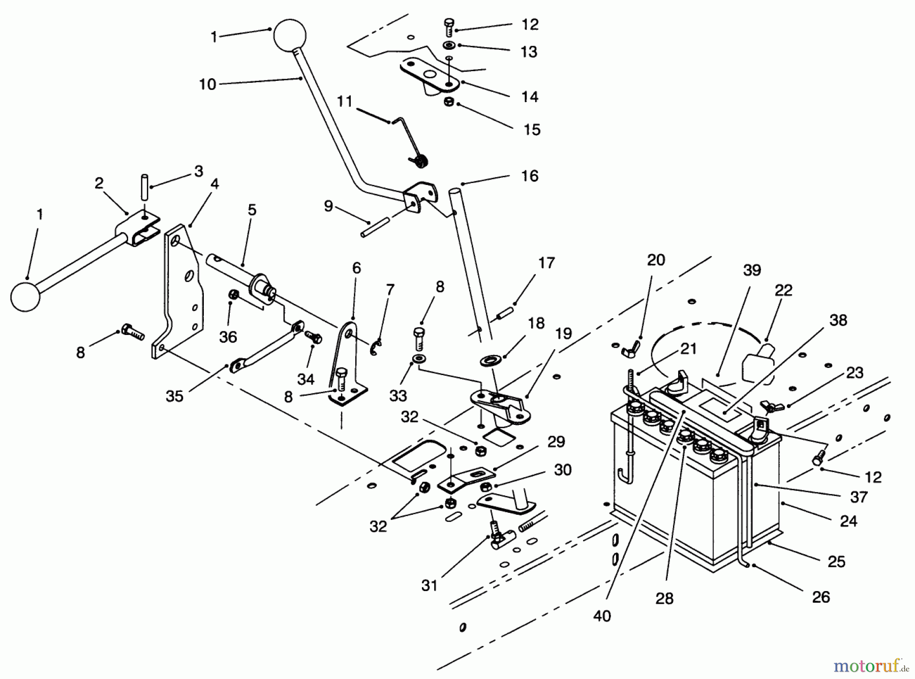 Toro Neu Mowers, Rear-Engine Rider 70131 (13-32) - Toro 13-32 Rear Engine Rider, 1996 (6900001-6999999) TRANSMISSION LINKAGE ASSEMBLY