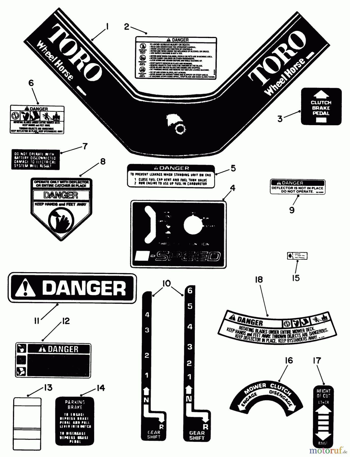  Toro Neu Mowers, Rear-Engine Rider R3-12B602 (112-6) - Toro 112-6 Rear Engine Rider, 1992 (2000001-2999999) DECALS & MISCELLANEOUS