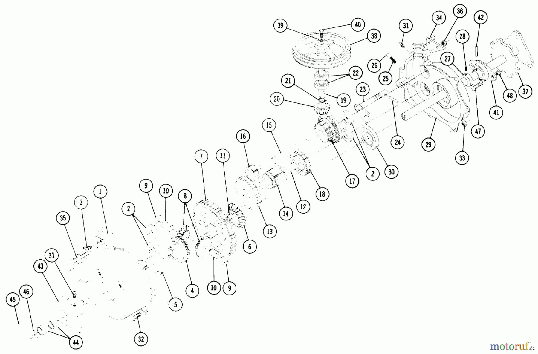 Toro Neu Mowers, Rear-Engine Rider RR-47 - Toro Rear Engine Rider, 1967 RR-47 TRANSMISSION NO. 5056 PARTS LIST
