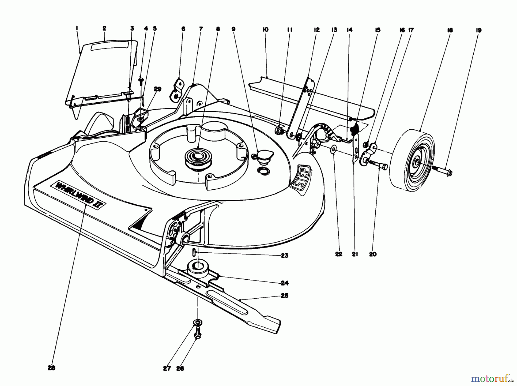 Toro Neu Mowers, Walk-Behind Seite 1 16287 - Toro Whirlwind II Lawnmower, 1978 (8000001-8999999) HOUSING ASSEMBLY MODEL 16287