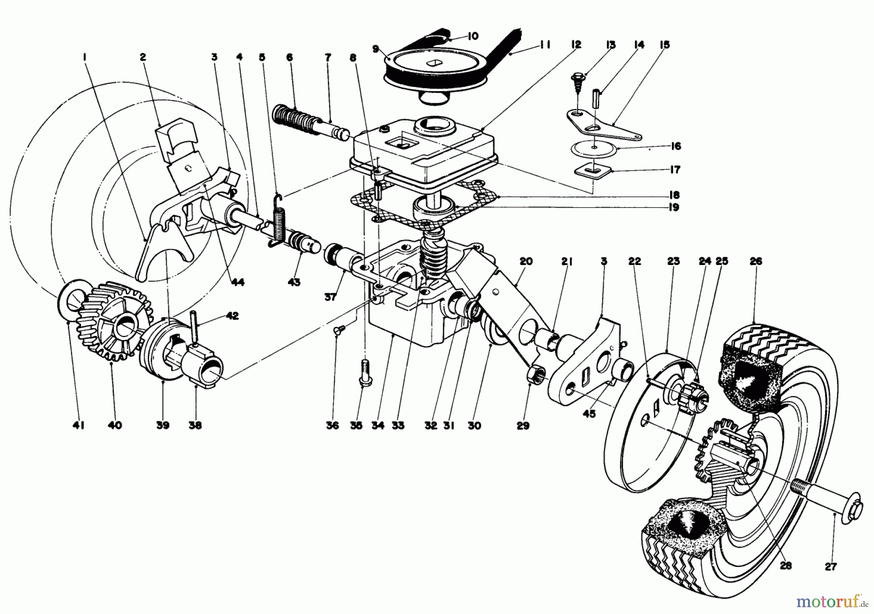  Toro Neu Mowers, Walk-Behind Seite 1 16380 - Toro Whirlwind II Lawnmower, 1980 (0000001-0999999) GEAR BOX ASSEMBLY