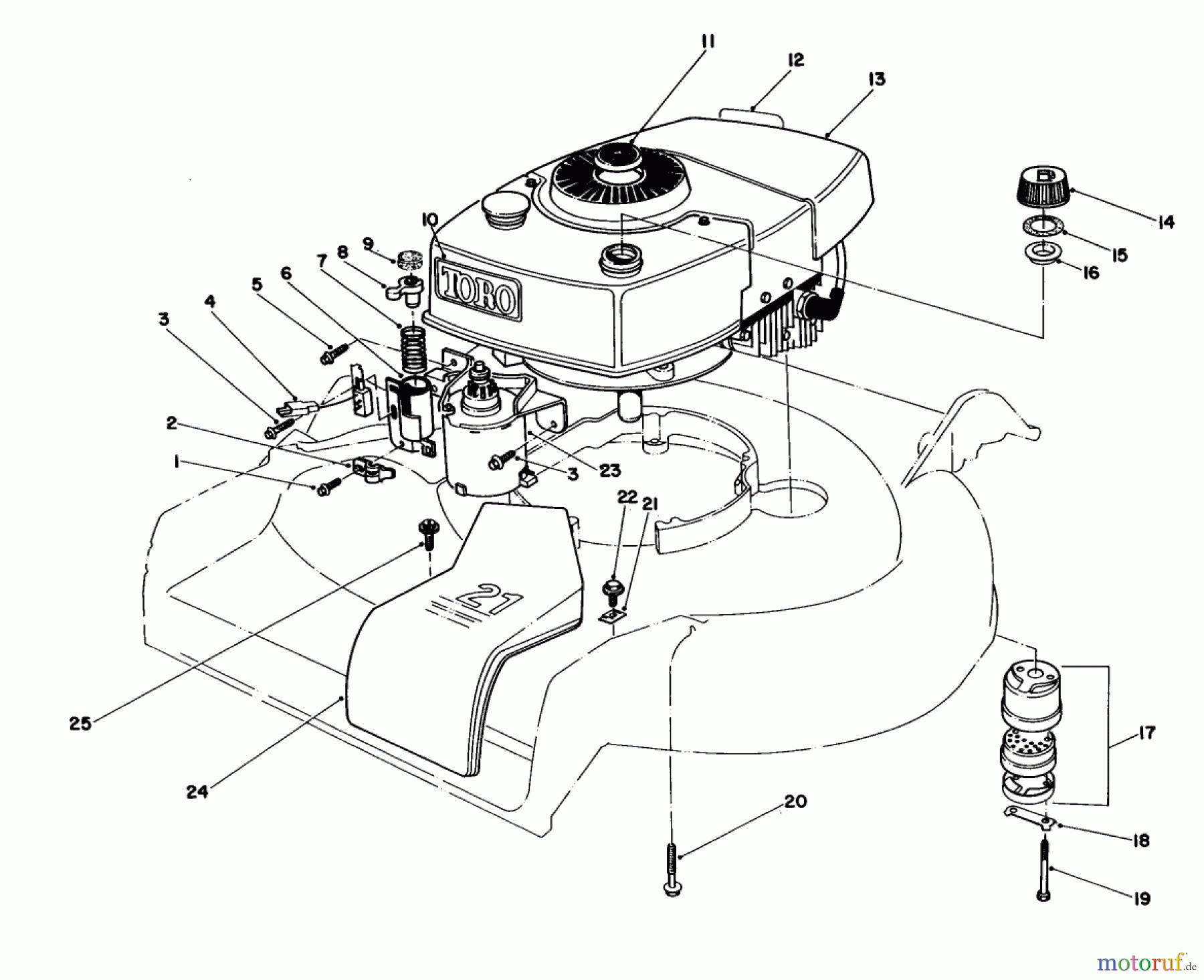 Toro Neu Mowers, Walk-Behind Seite 1 16770 - Toro Lawnmower, 1983 (3000001-3999999) ENGINE ASSEMBLY