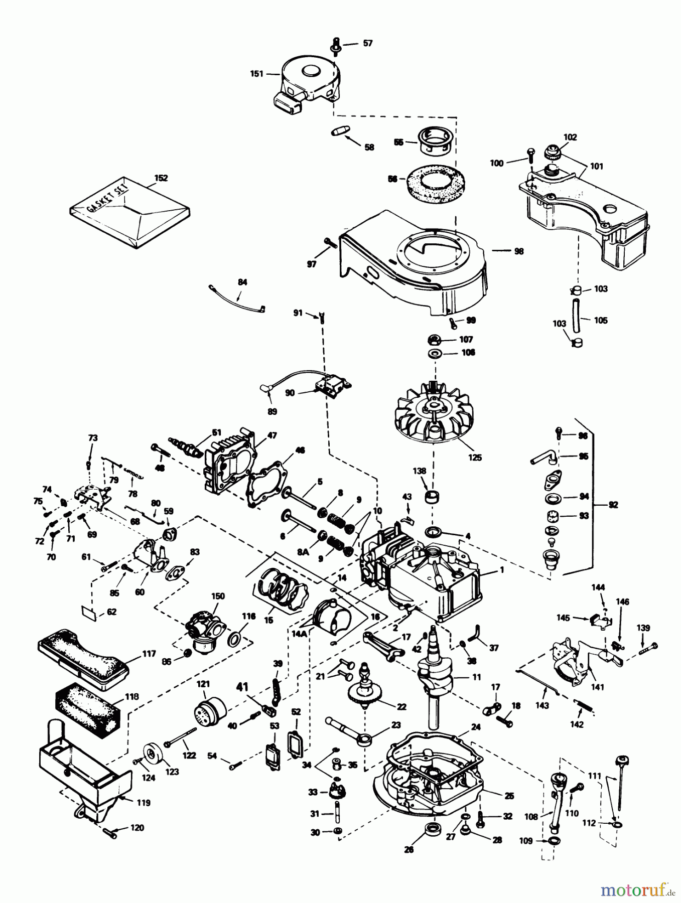  Toro Neu Mowers, Walk-Behind Seite 1 16775 - Toro Lawnmower, 1987 (7000001-7999999) ENGINE TECUMSEH MODEL NO. TVS100-44001 (USED ON UNITS WITH SERIAL NO. 7000001-7001847)