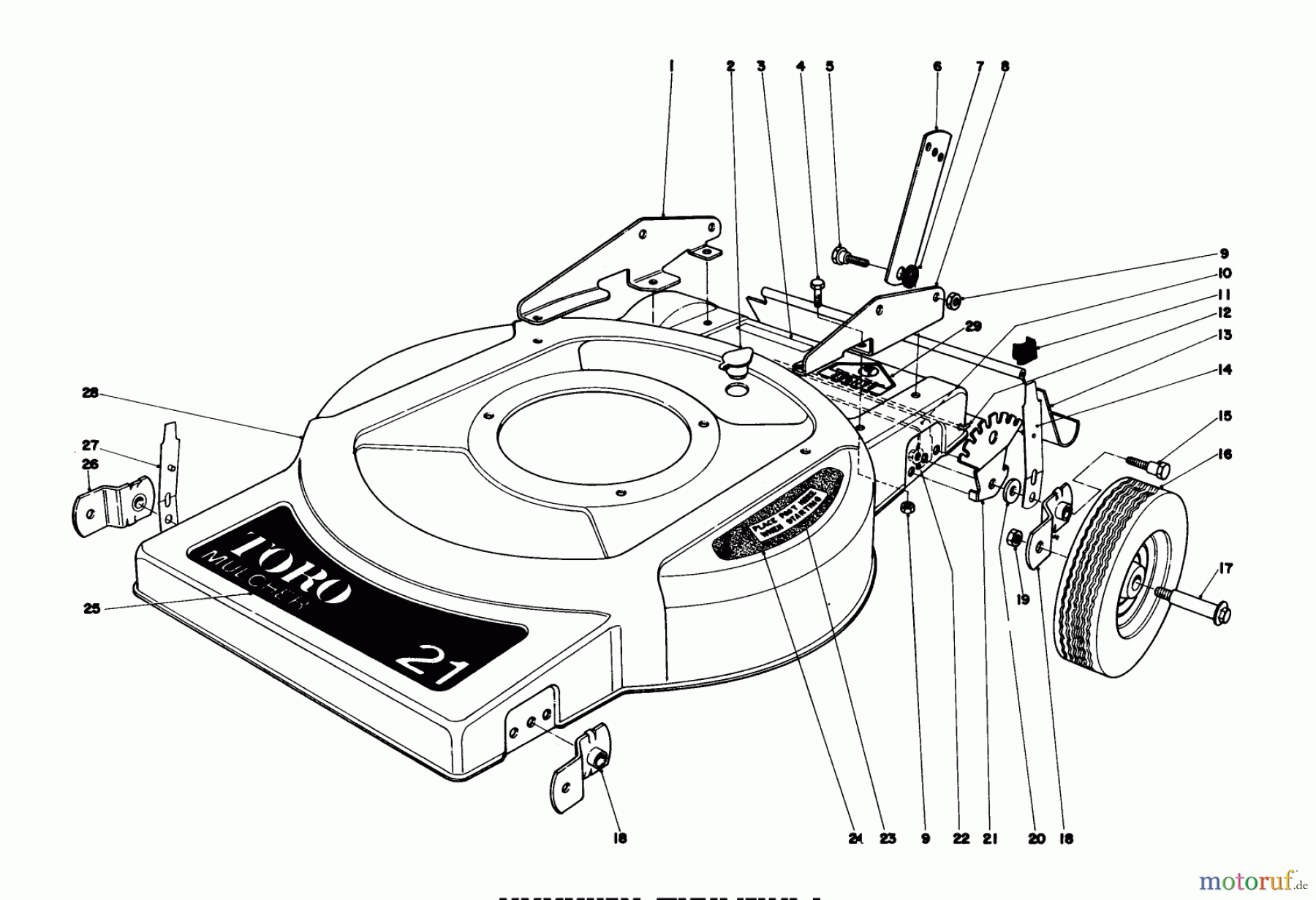 Toro Neu Mowers, Walk-Behind Seite 1 18017 - Toro Lawnmower, 1980 (0000001-0999999) HOUSING ASSEMBLY