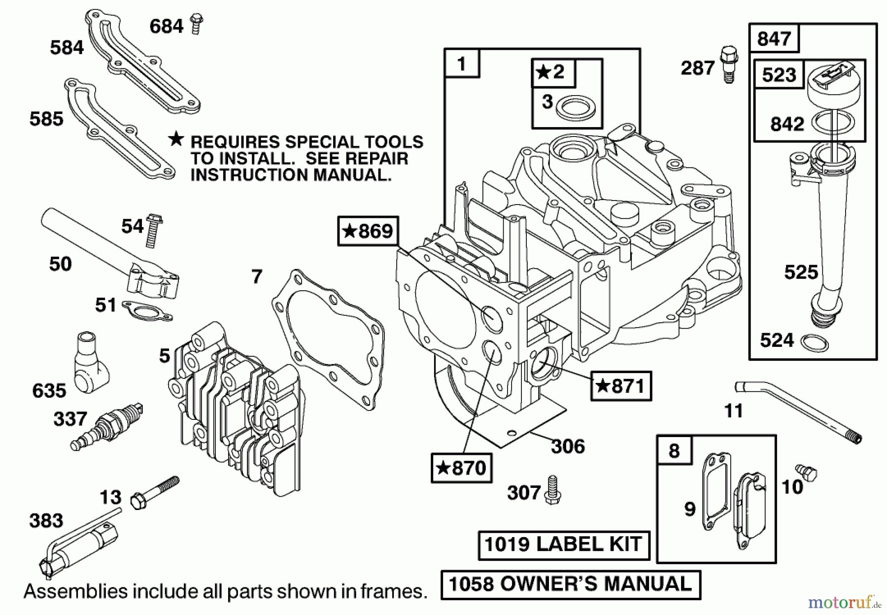 Toro Neu Mowers, Walk-Behind Seite 1 20022 (R-21S) - Toro Recycler Mower, R-21S, 2001 (210000001-210999999) ENGINE BRIGGS & STRATTON MODEL 12H802-1776-B1 #1