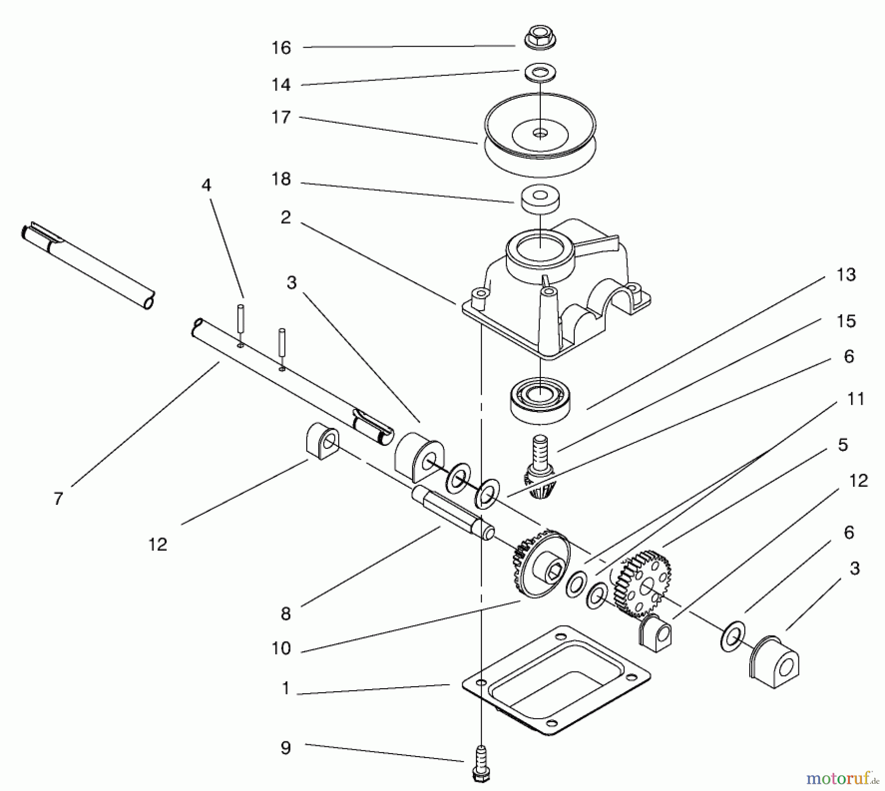  Toro Neu Mowers, Walk-Behind Seite 1 20027 (R-21OSB) - Toro Recycler Mower, R-21OSB, 1999 (9900001-9999999) GEAR CASE ASSEMBLY