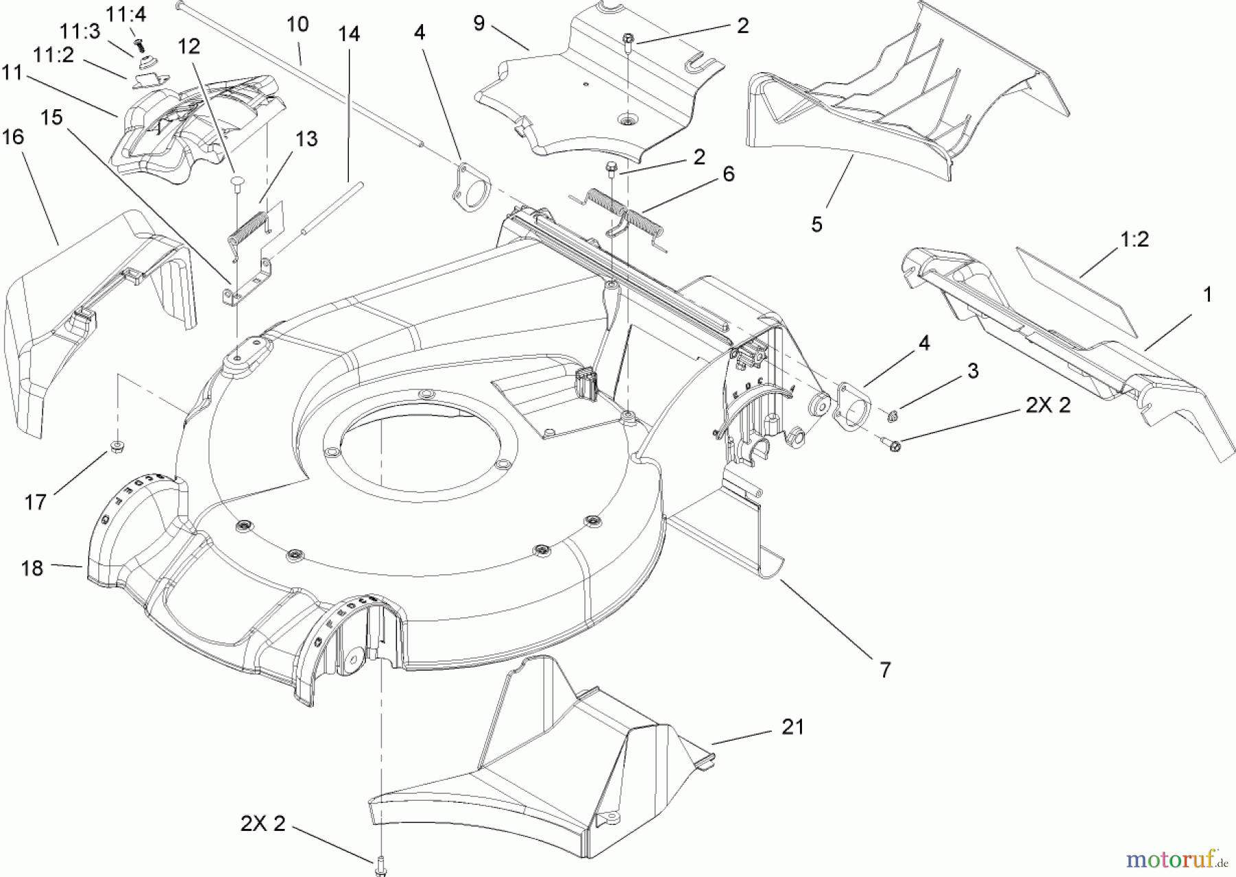  Toro Neu Mowers, Walk-Behind Seite 1 20053 - Toro Super Recycler Lawn Mower, 2006 (260000001-260999999) HOUSING ASSEMBLY