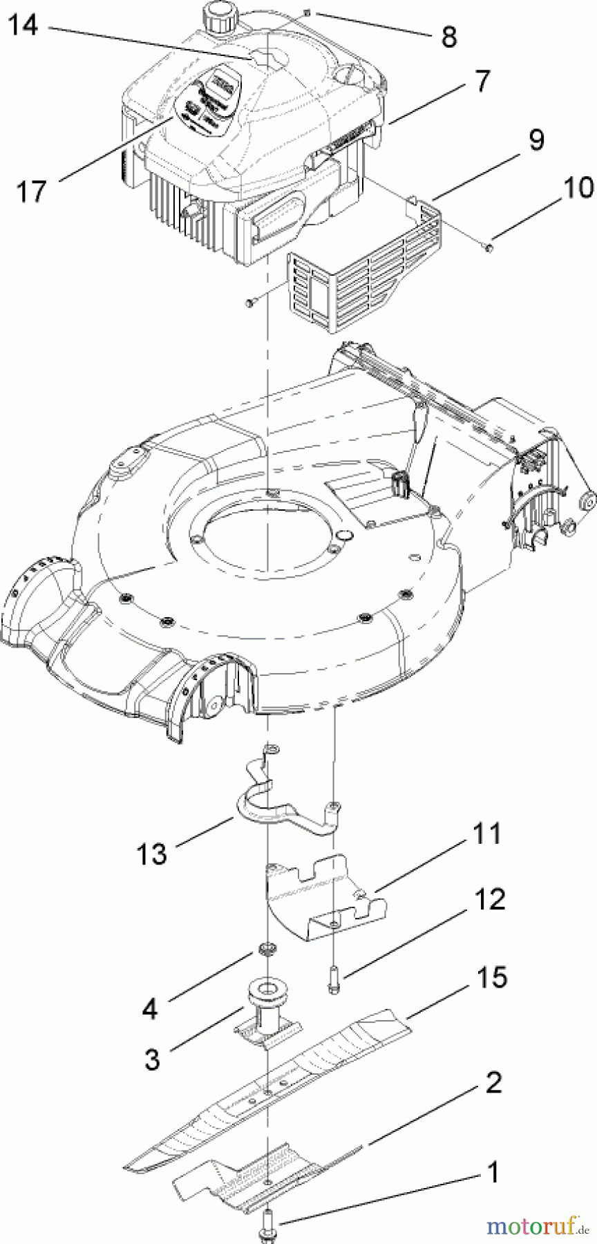 Toro Neu Mowers, Walk-Behind Seite 1 20062 - Toro Super Recycler Lawn Mower, 2007 (270000001-270999999) ENGINE AND BLADE ASSEMBLY