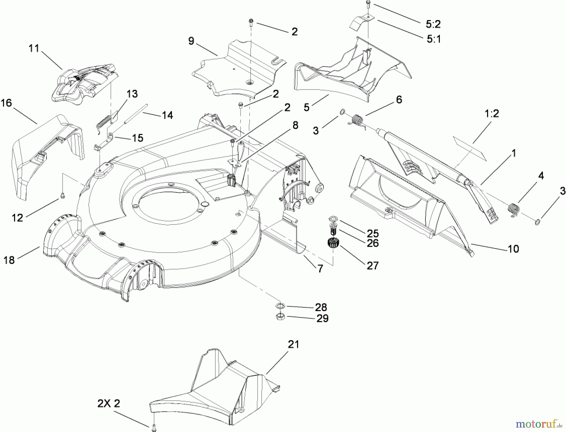  Toro Neu Mowers, Walk-Behind Seite 1 20095 - Toro Super Recycler Lawn Mower, 2008 (280000001-280999999) HOUSING ASSEMBLY