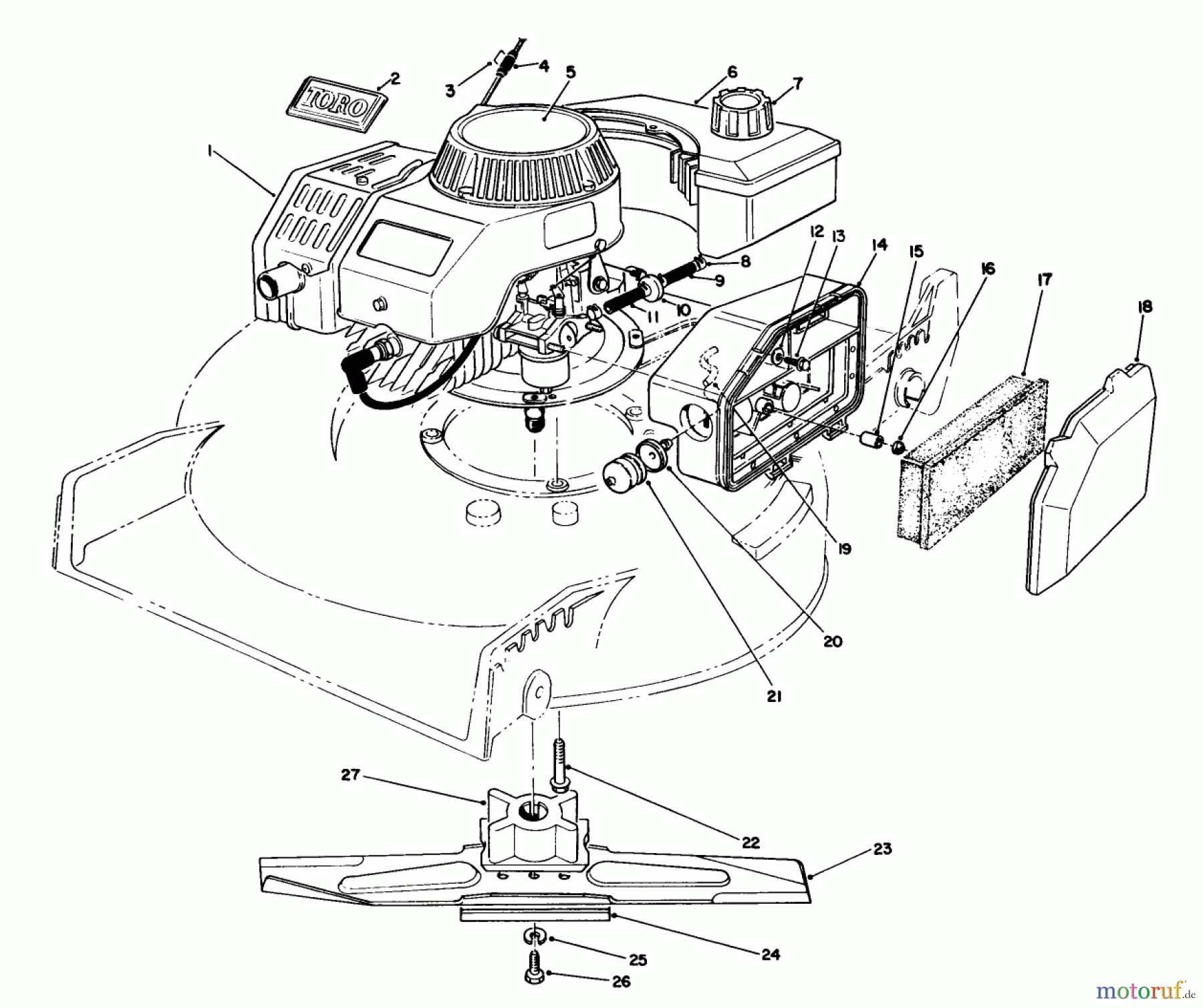 Toro Neu Mowers, Walk-Behind Seite 1 20103 - Toro Lawnmower, 1991 (1000001-1999999) ENGINE ASSEMBLY