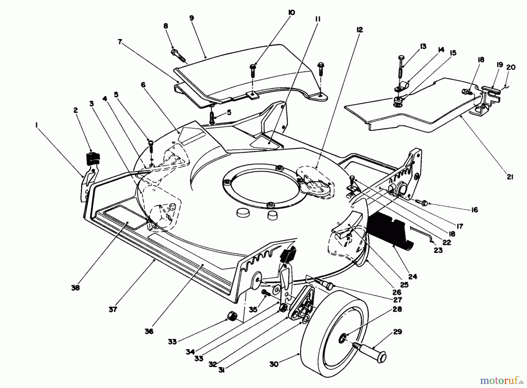 Toro Neu Mowers, Walk-Behind Seite 1 20210 - Toro Lawnmower, 1991 (1000001-1999999) HOUSING ASSEMBLY