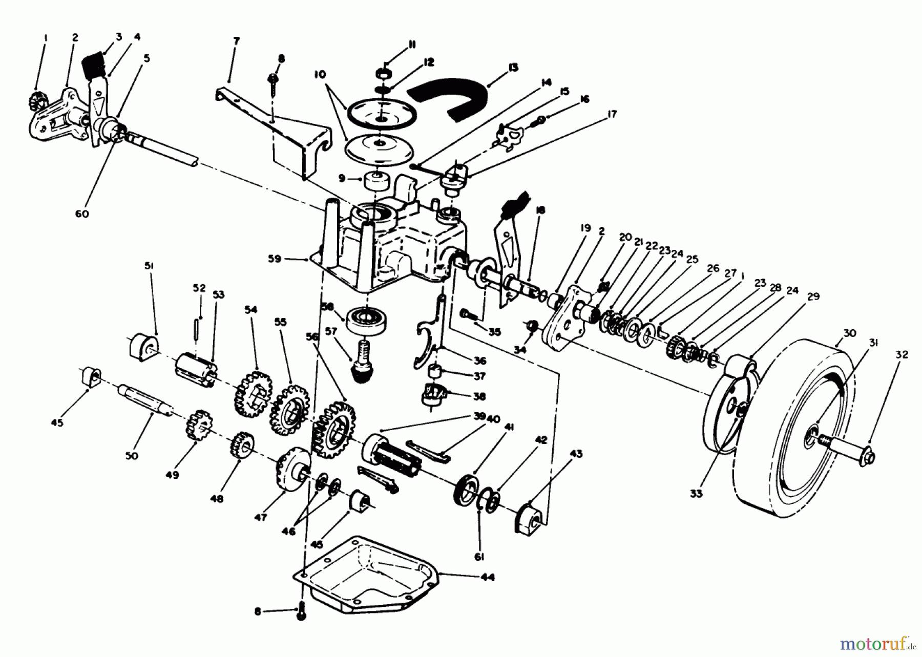  Toro Neu Mowers, Walk-Behind Seite 1 20325 - Toro Lawnmower, 1992 (2000001-2999999) GEAR CASE ASSEMBLY