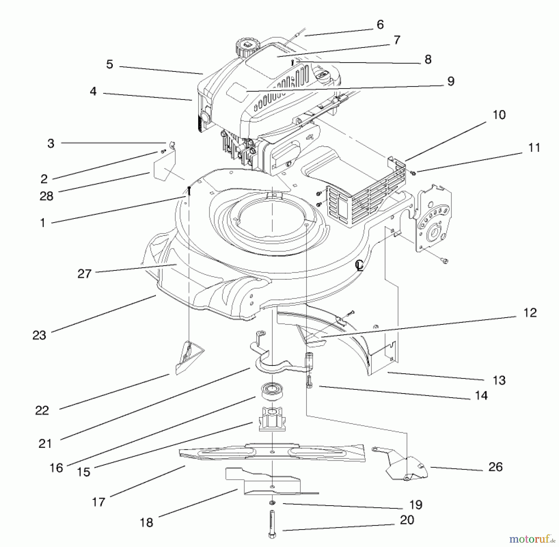Toro Neu Mowers, Walk-Behind Seite 1 20457 - Toro Lawnmower, 1997 (7900001-7999999) ENGINE ASSEMBLY