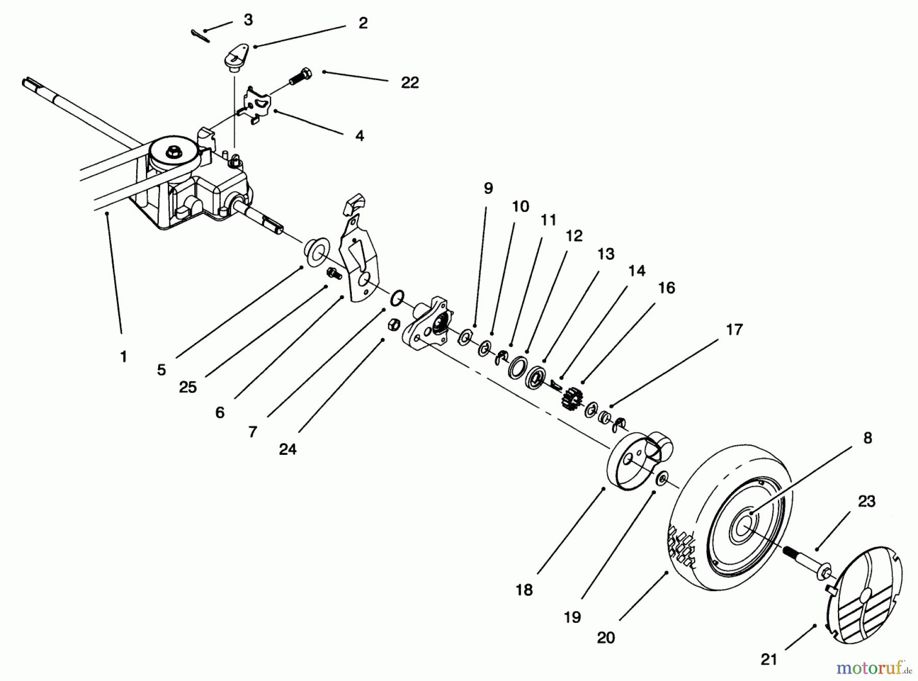  Toro Neu Mowers, Walk-Behind Seite 1 20473 - Toro Super Recycler Lawnmower, 1996 (6900001-6999999) REAR AXLE ASSEMBLY