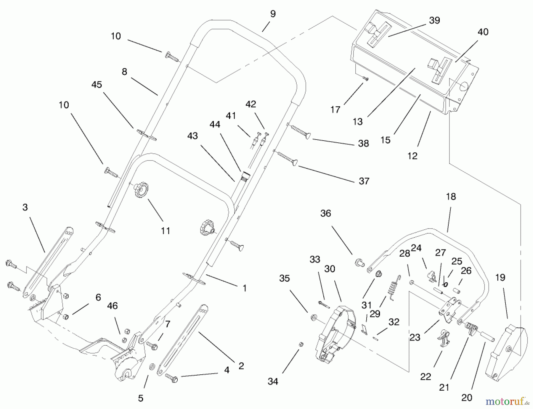  Toro Neu Mowers, Walk-Behind Seite 1 20475 - Toro Lawnmower, 1996 (6900001-6999999) HANDLE ASSEMBLY (MODEL NO. 20475 ONLY)