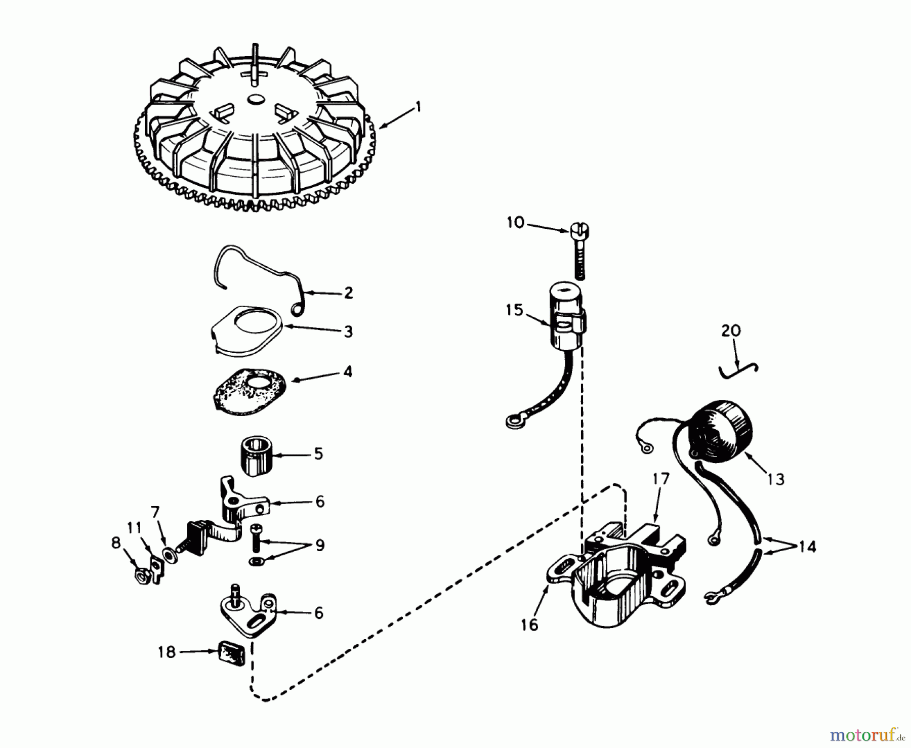  Toro Neu Mowers, Walk-Behind Seite 1 20517 - Toro Lawnmower, 1977 (7000001-7999999) MAGNETO NO. 610900A (MODEL NO. 20644 AND 20657)